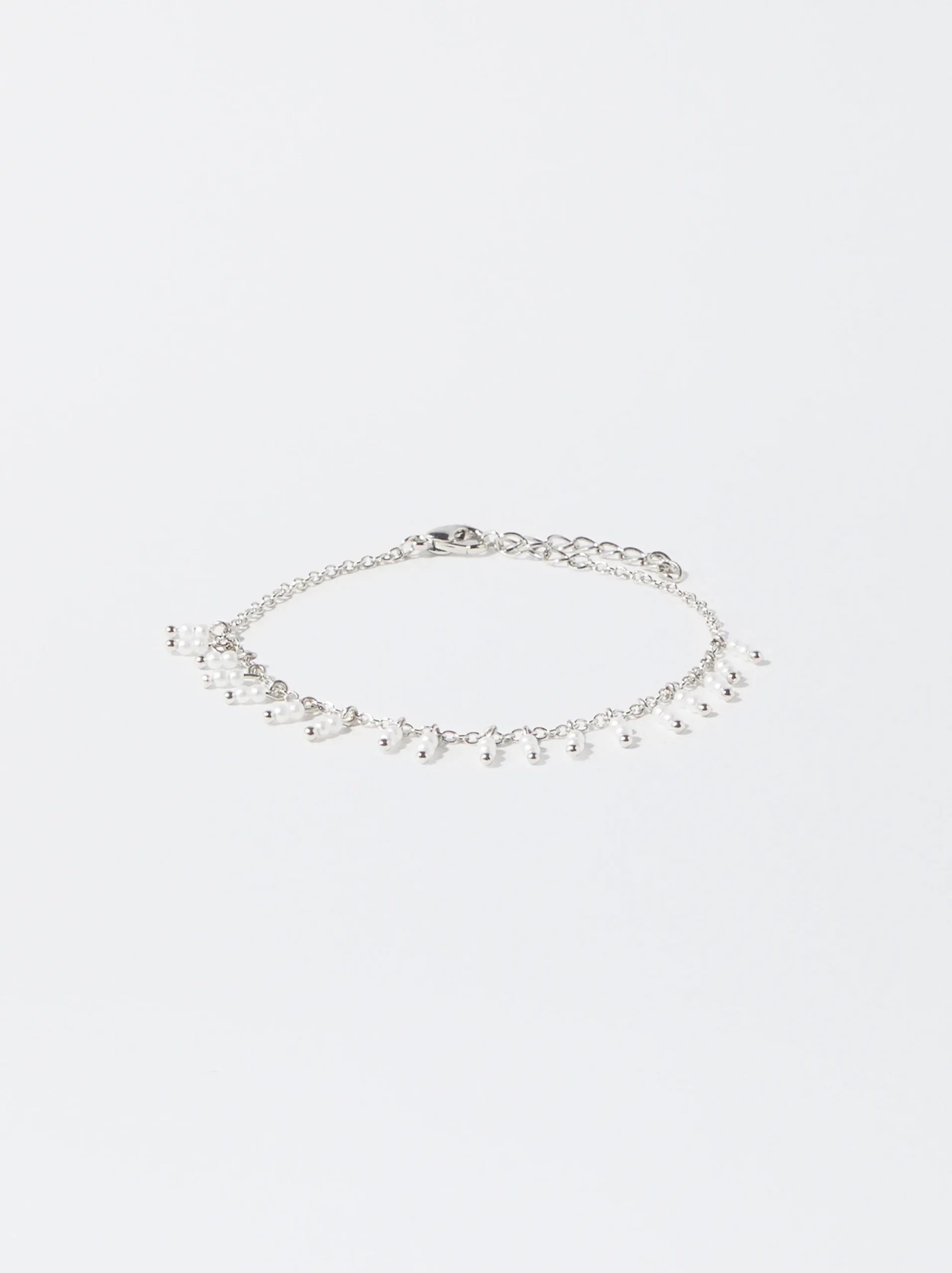 PARFOIS Pulsera Plateada Con Perlas Plateado Cheap