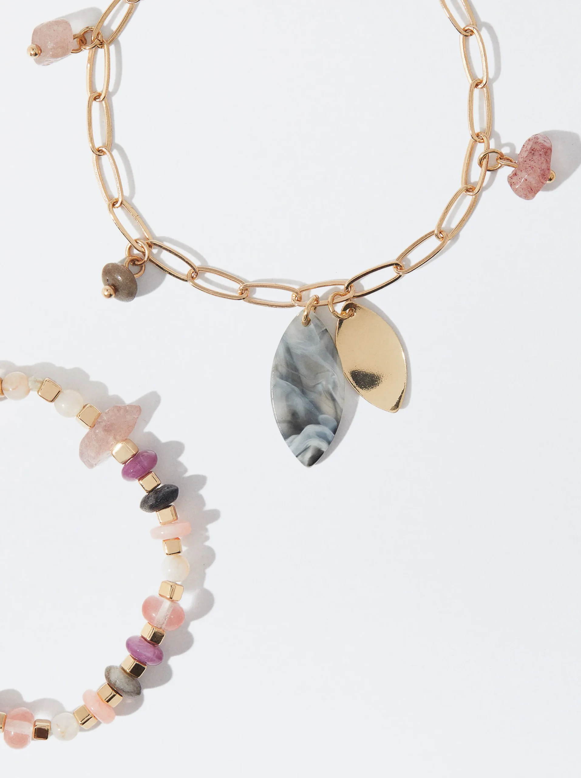 PARFOIS Pulsera Rígida Dorada Con Piedras Multicor Hot