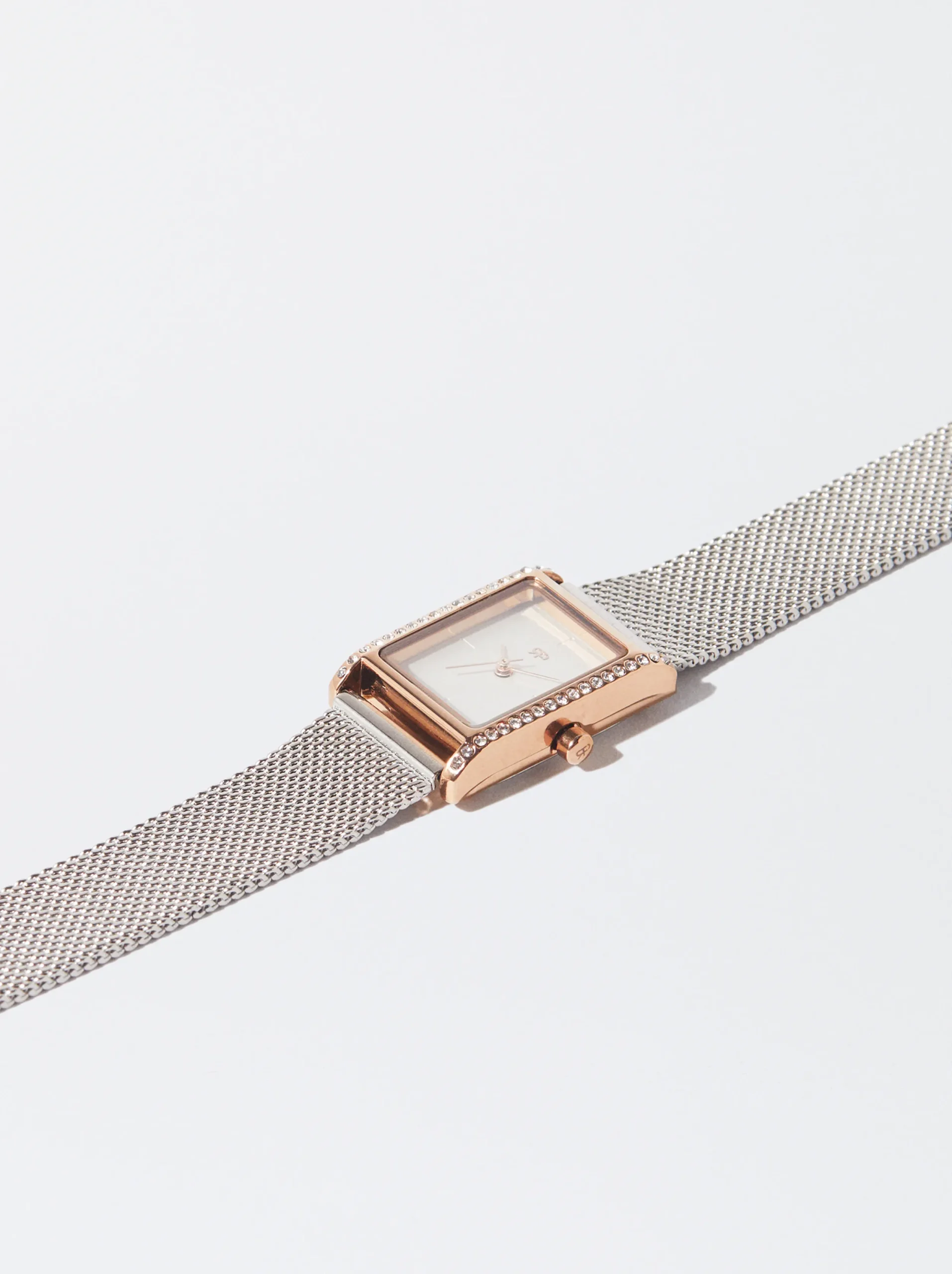 PARFOIS Reloj De Acero Caja Con Strass Plateado Clearance