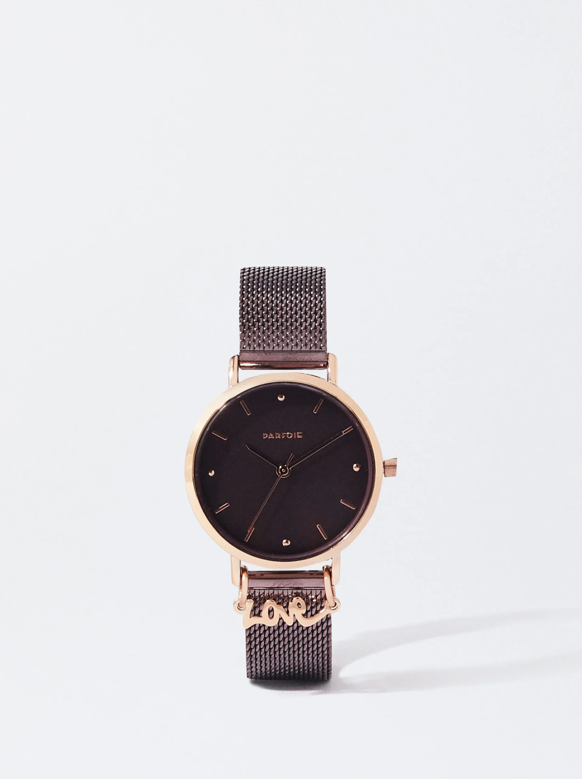 PARFOIS Reloj De Acero Correa De Malla Metálica Burdeos Fashion
