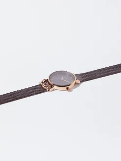 PARFOIS Reloj De Acero Correa De Malla Met&aacute;lica Burdeos Fashion
