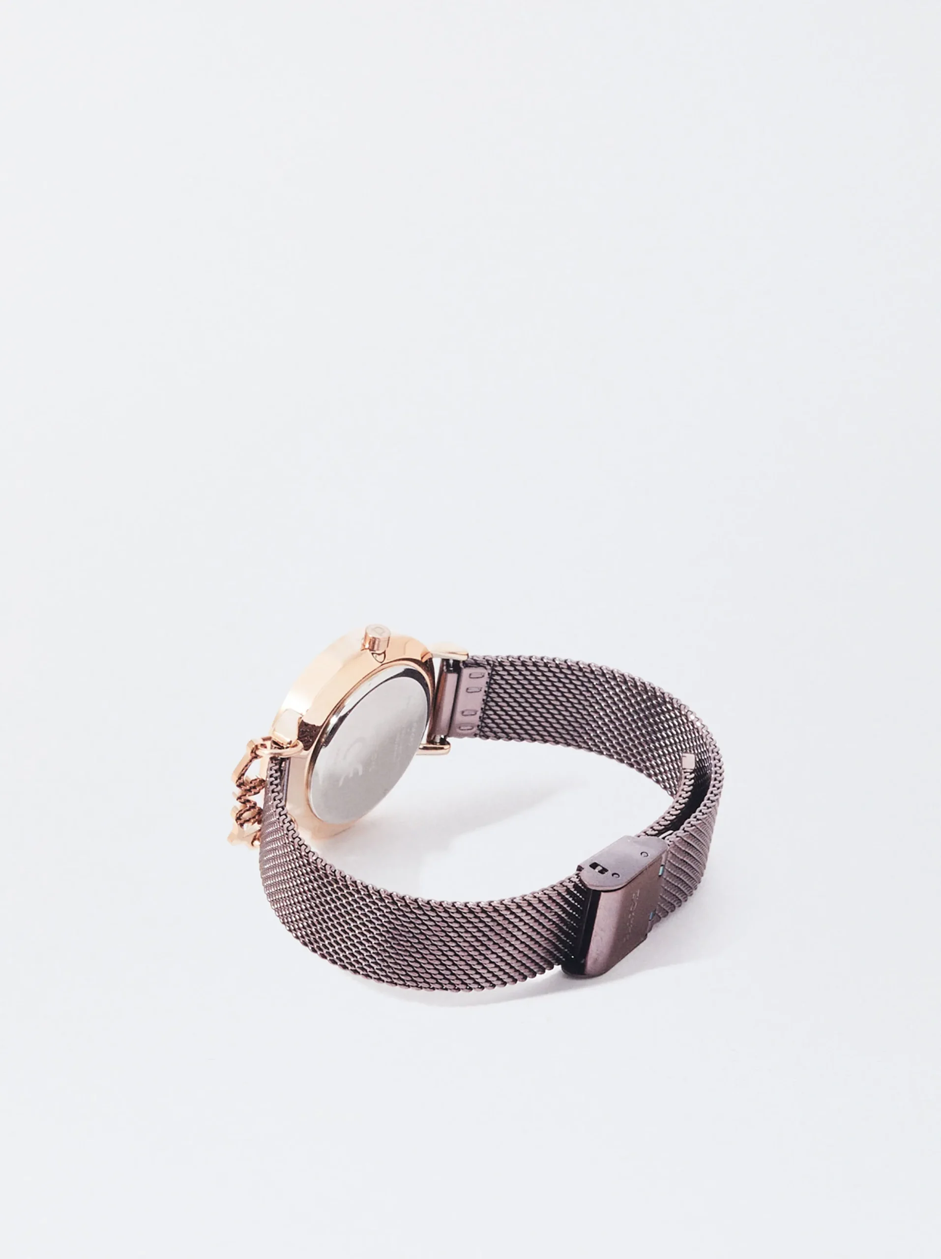 PARFOIS Reloj De Acero Correa De Malla Metálica Burdeos Fashion