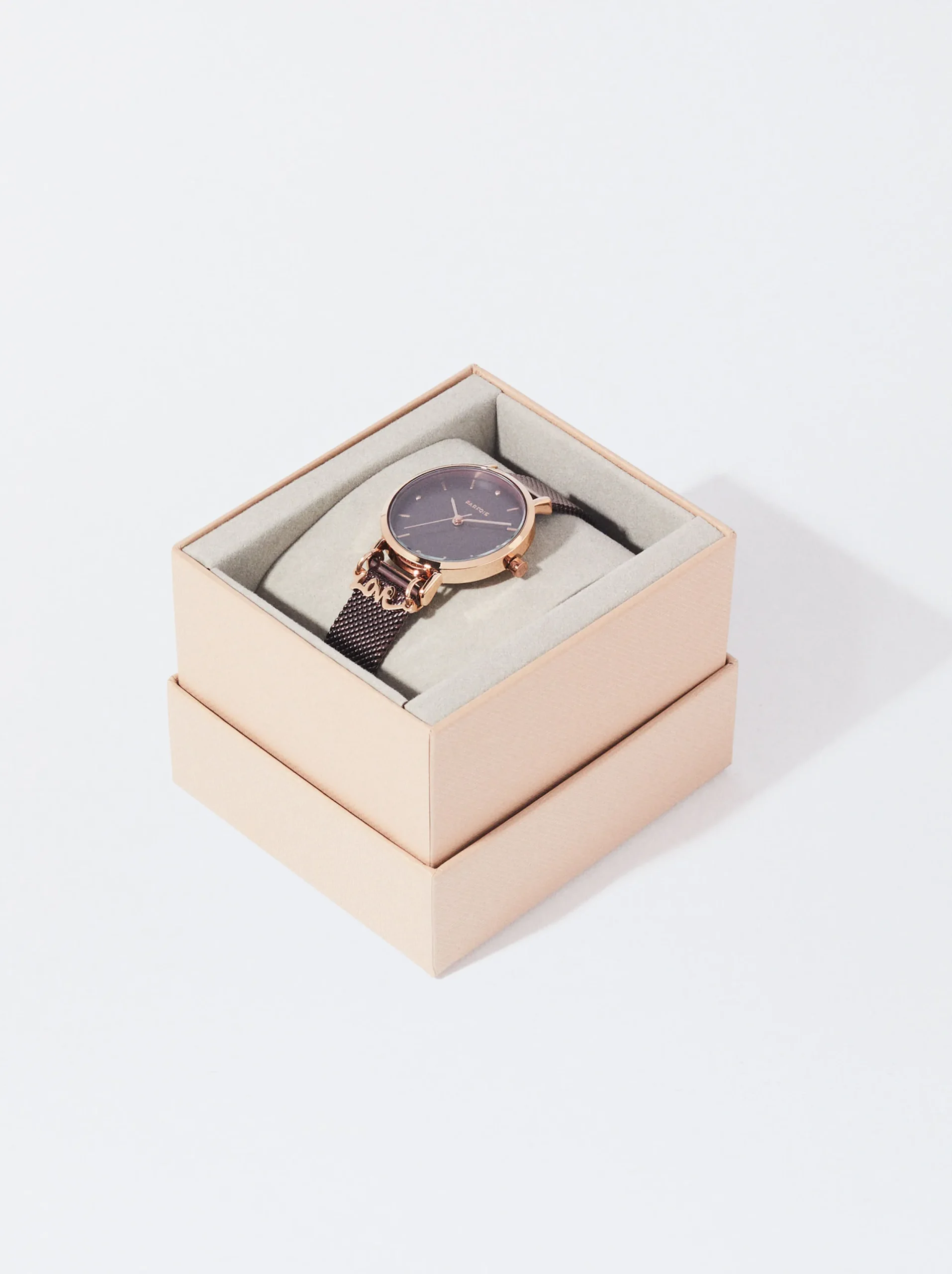 PARFOIS Reloj De Acero Correa De Malla Metálica Burdeos Fashion