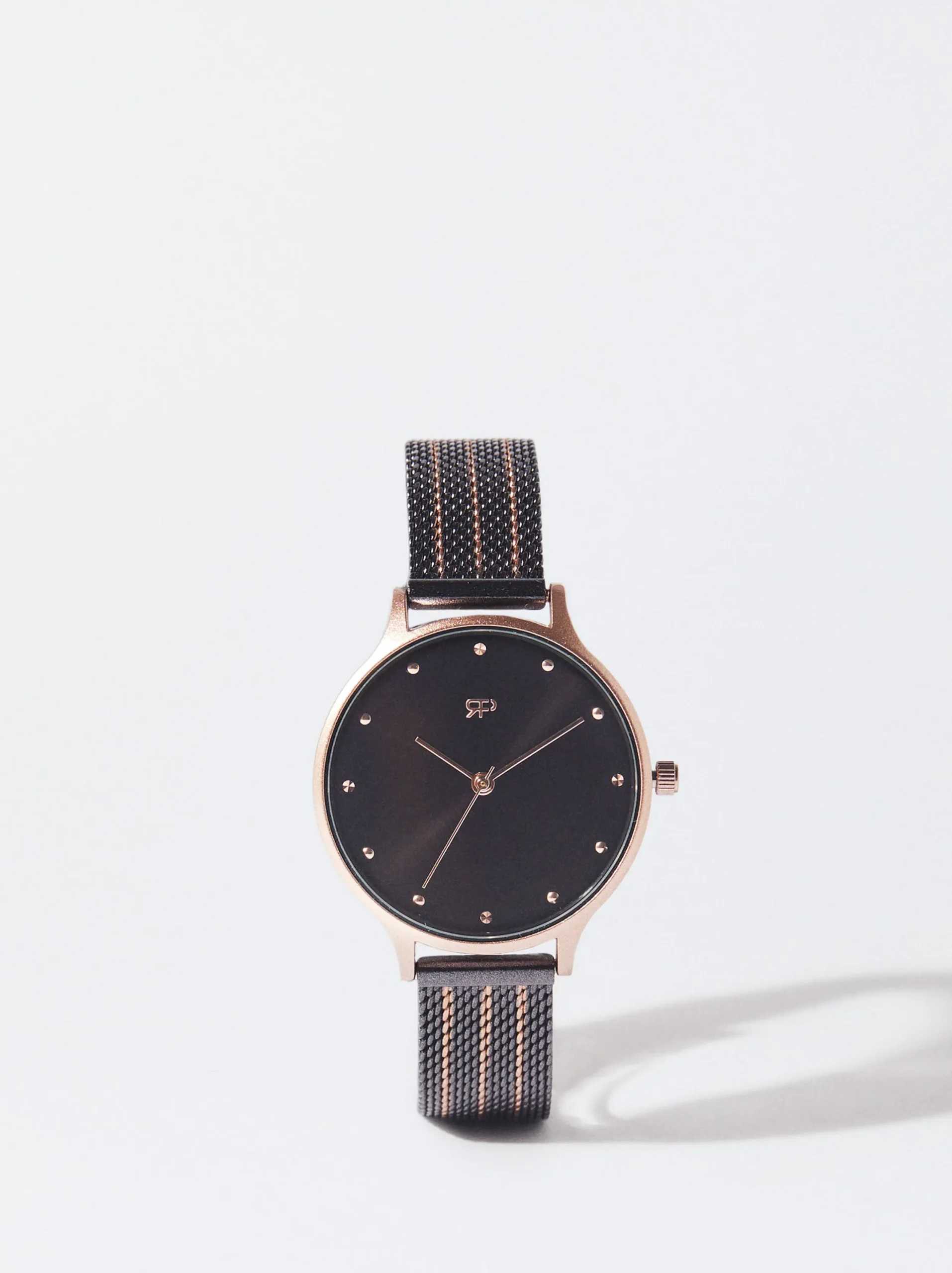 PARFOIS Reloj De Acero Correa De Malla Met&aacute;lica Negro Cheap