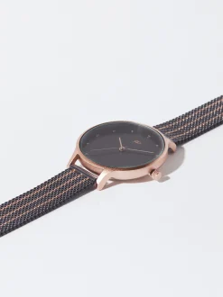 PARFOIS Reloj De Acero Correa De Malla Met&aacute;lica Negro Cheap