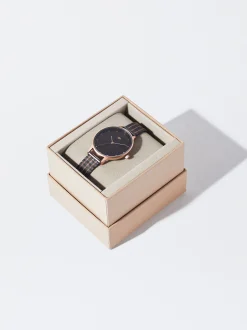 PARFOIS Reloj De Acero Correa De Malla Met&aacute;lica Negro Cheap
