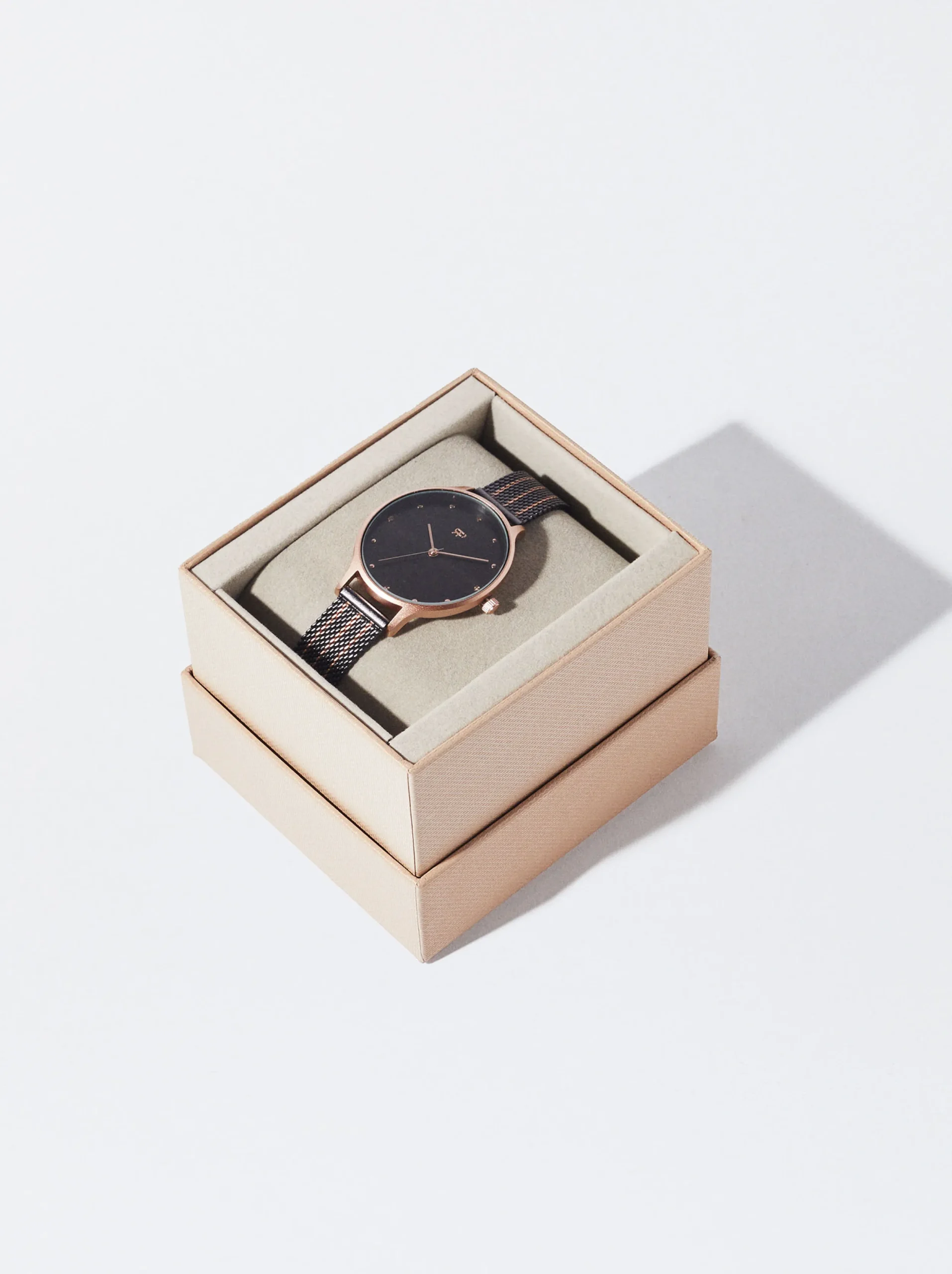 PARFOIS Reloj De Acero Correa De Malla Met&aacute;lica Negro Cheap