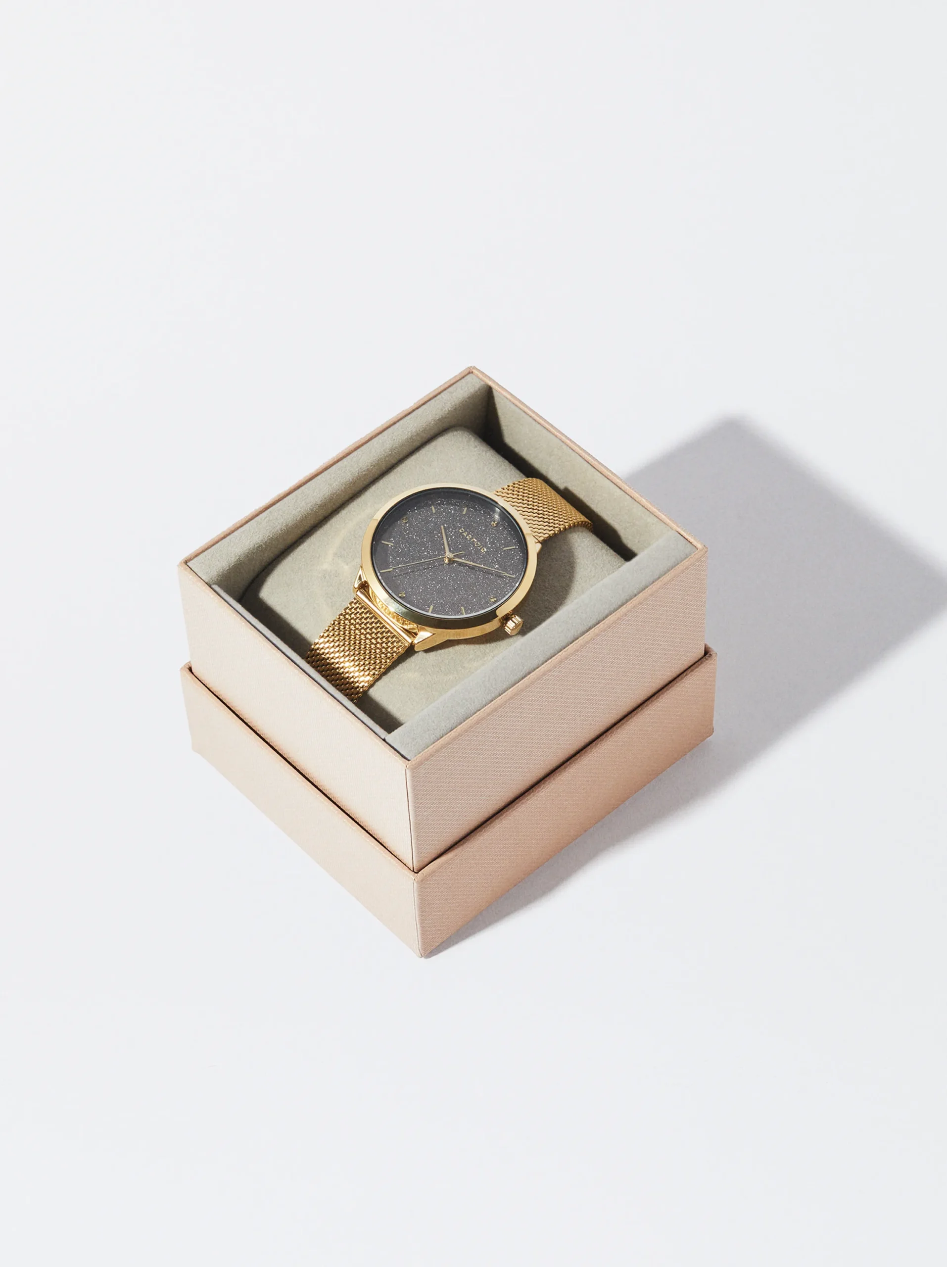 PARFOIS Reloj De Acero Correa De Malla Met&aacute;lica Dorado Outlet