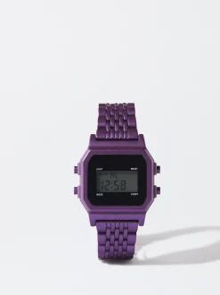 PARFOIS Reloj Digital Correa Malla Metálica Violeta Fashion