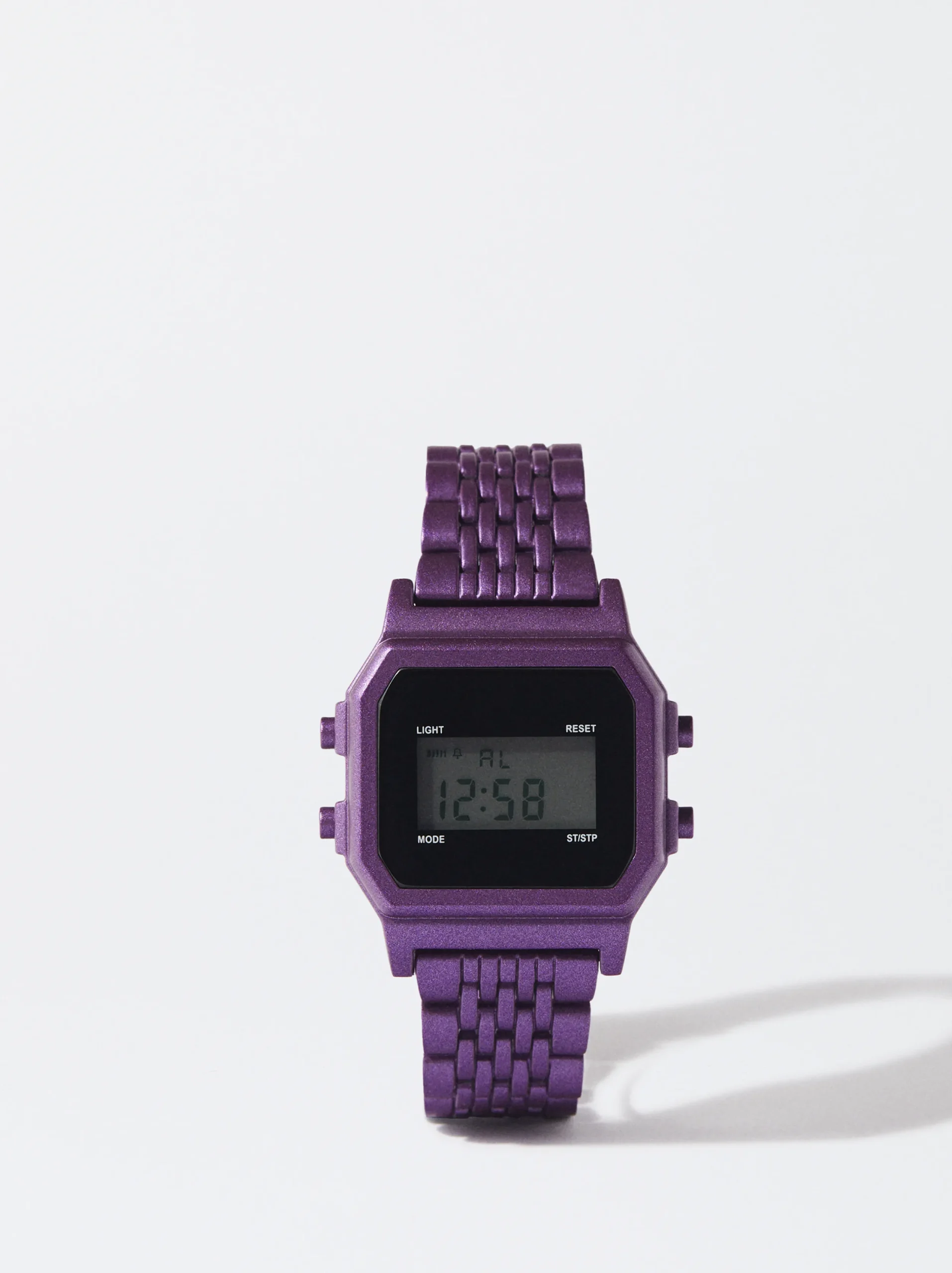 PARFOIS Reloj Digital Correa Malla Metálica Violeta Fashion