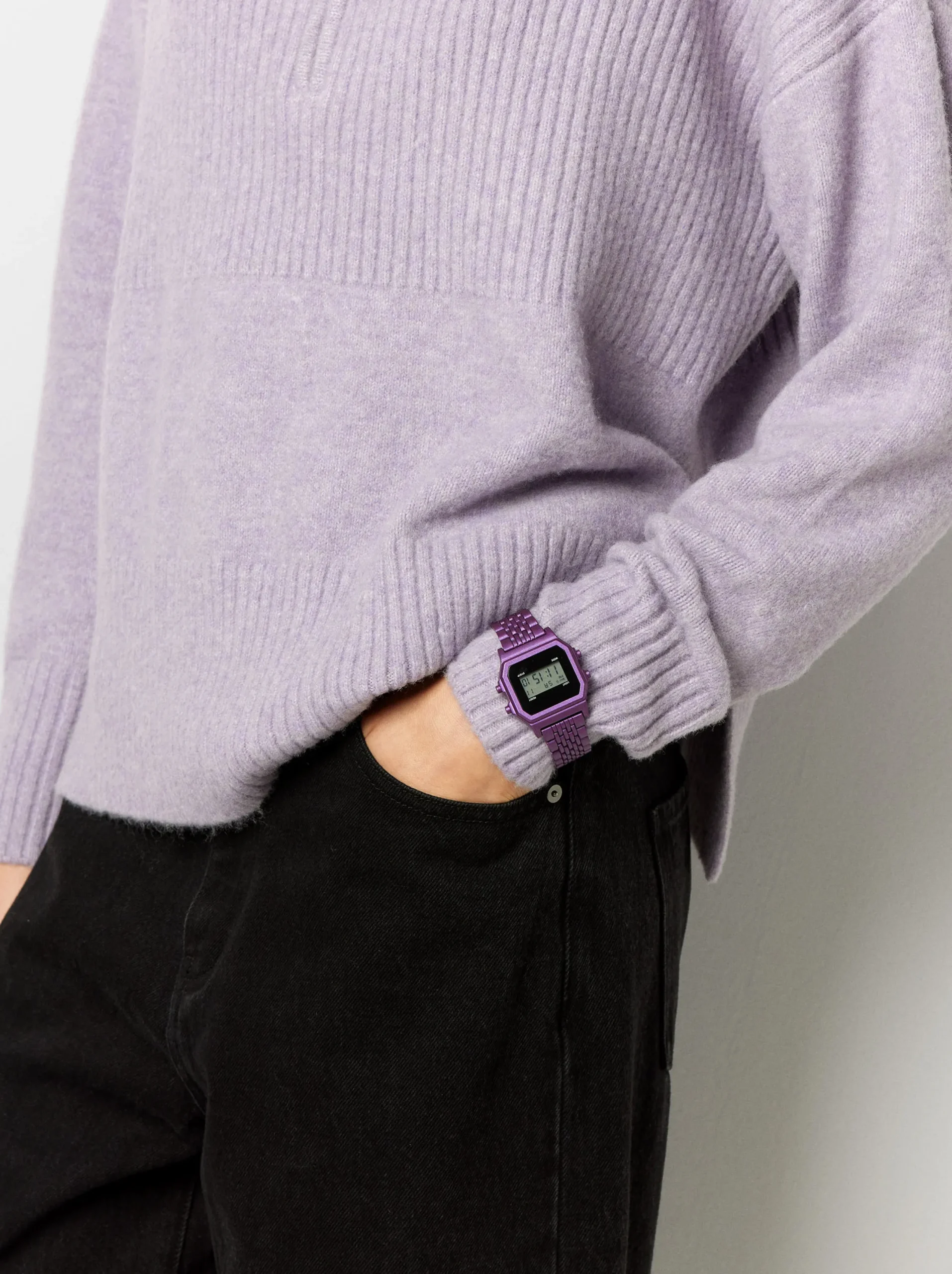 PARFOIS Reloj Digital Correa Malla Metálica Violeta Fashion