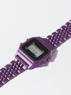 PARFOIS Reloj Digital Correa Malla Metálica Violeta Fashion