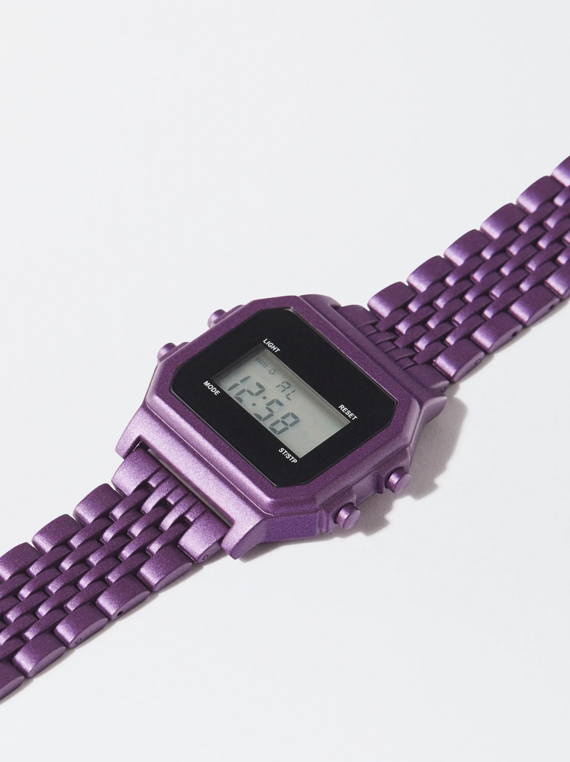PARFOIS Reloj Digital Correa Malla Metálica Violeta Fashion