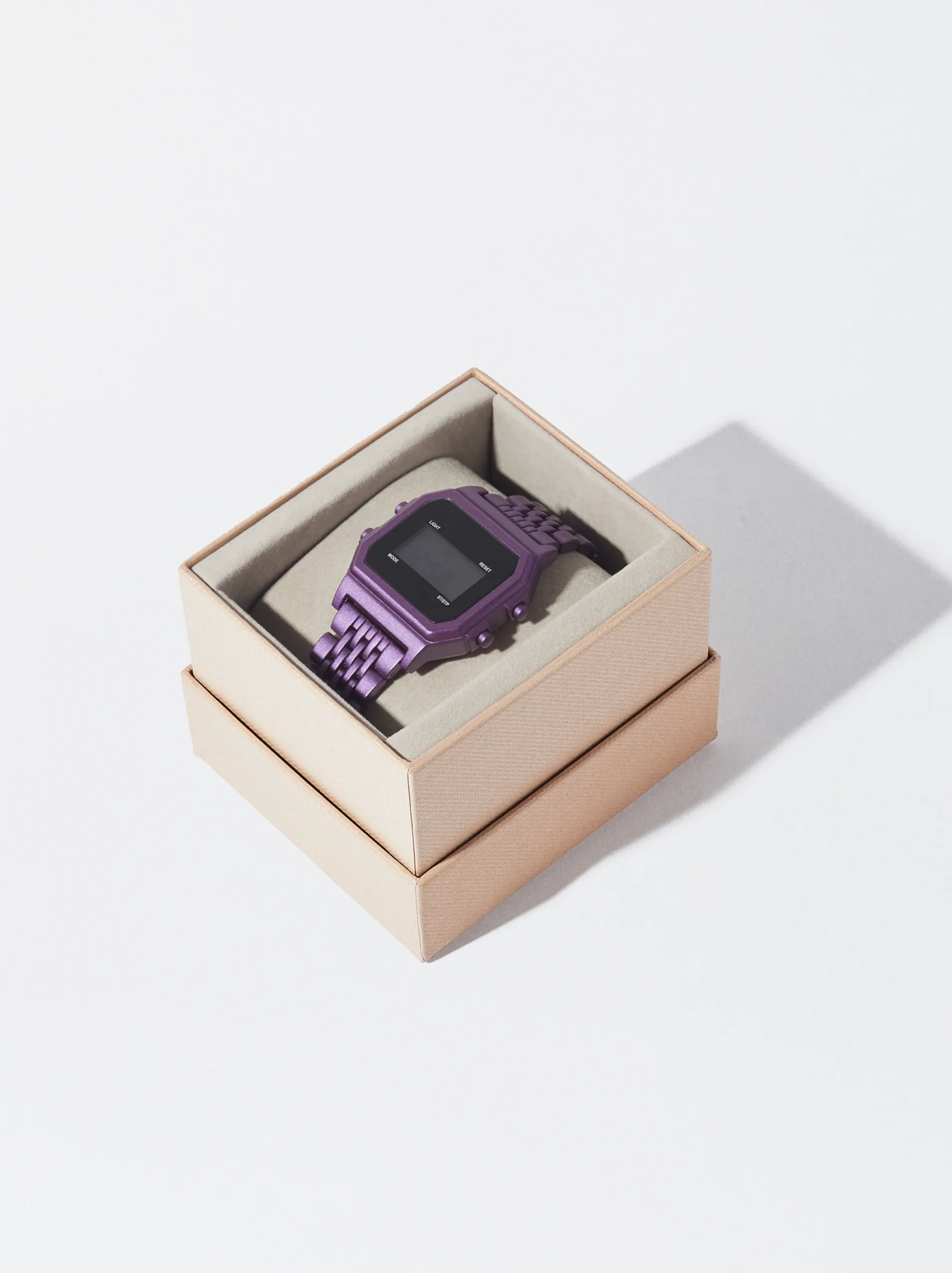 PARFOIS Reloj Digital Correa Malla Metálica Violeta Fashion