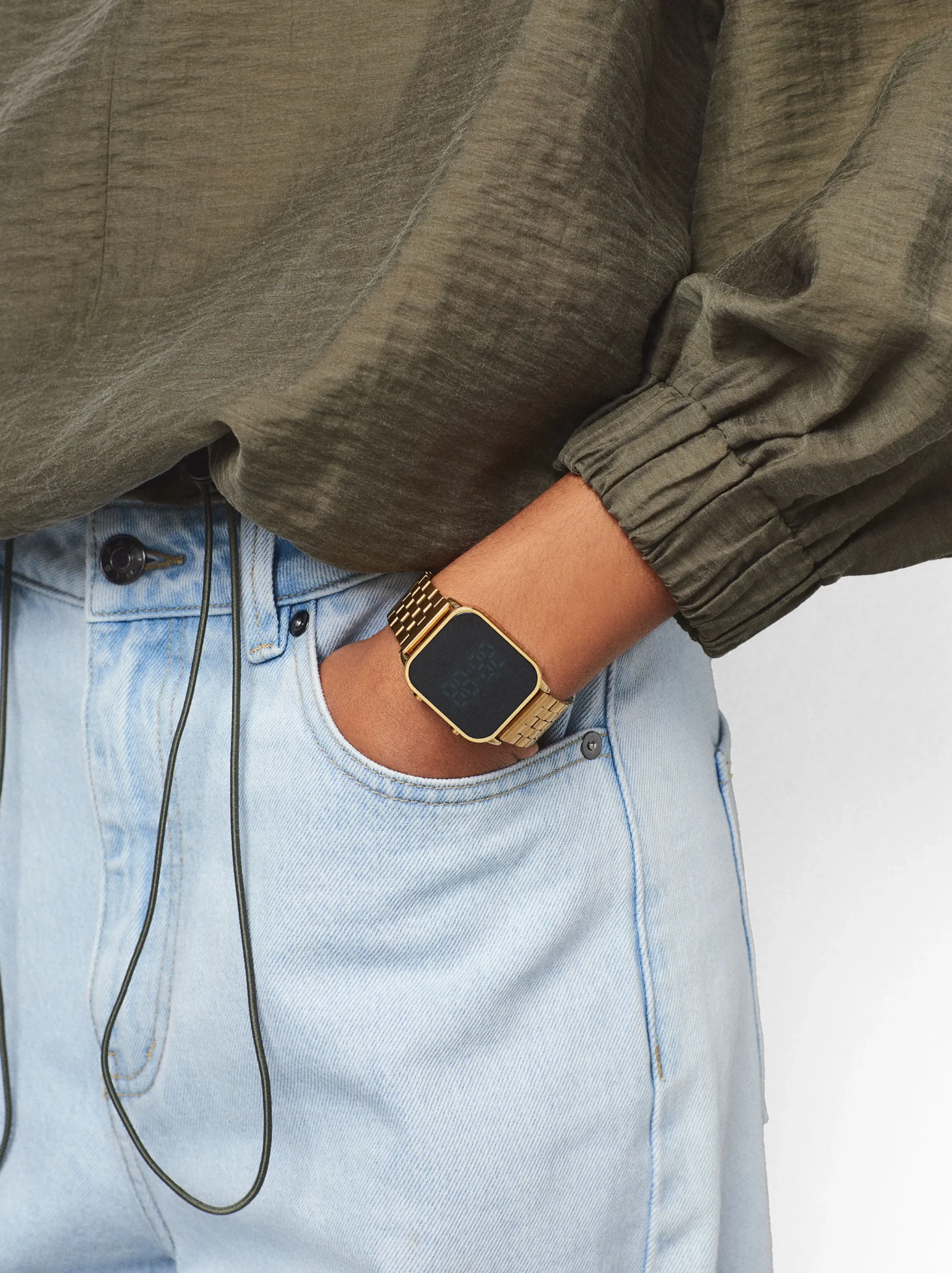 PARFOIS Reloj Digital De Acero Dorado Fashion
