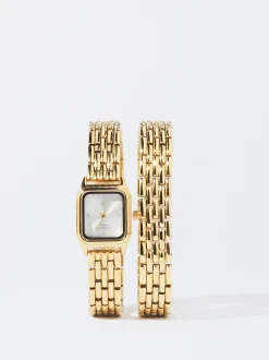 PARFOIS Reloj Pulsera Doble Dorado New