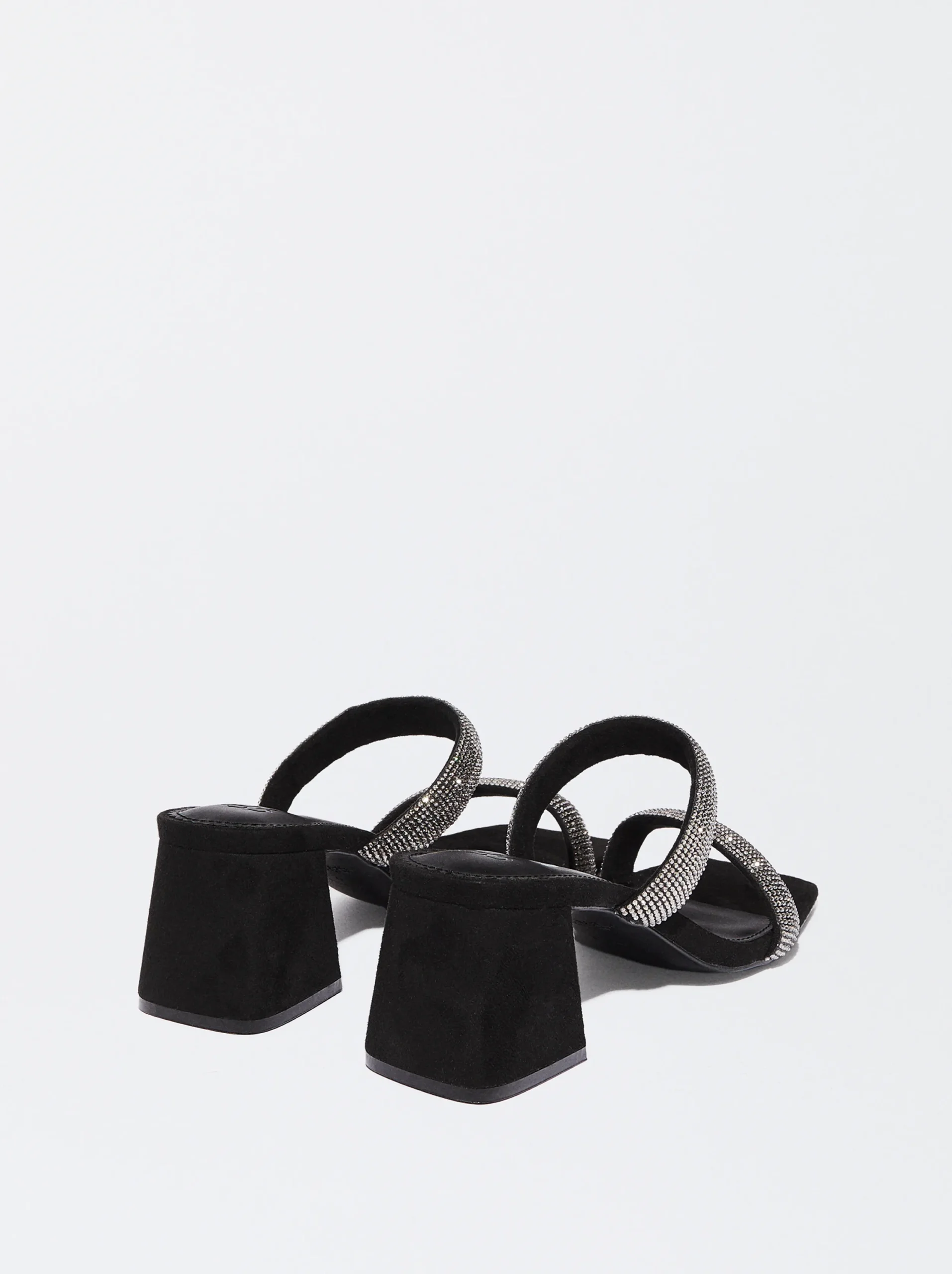 PARFOIS Sandalia De Tacón Con Cristales Negro Cheap