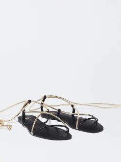 PARFOIS Sandalia Plana Atada Negro Cheap