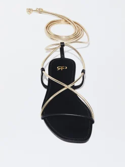 PARFOIS Sandalia Plana Atada Negro Cheap
