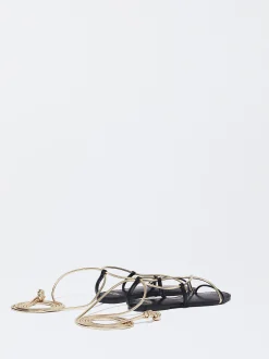 PARFOIS Sandalia Plana Atada Negro Cheap
