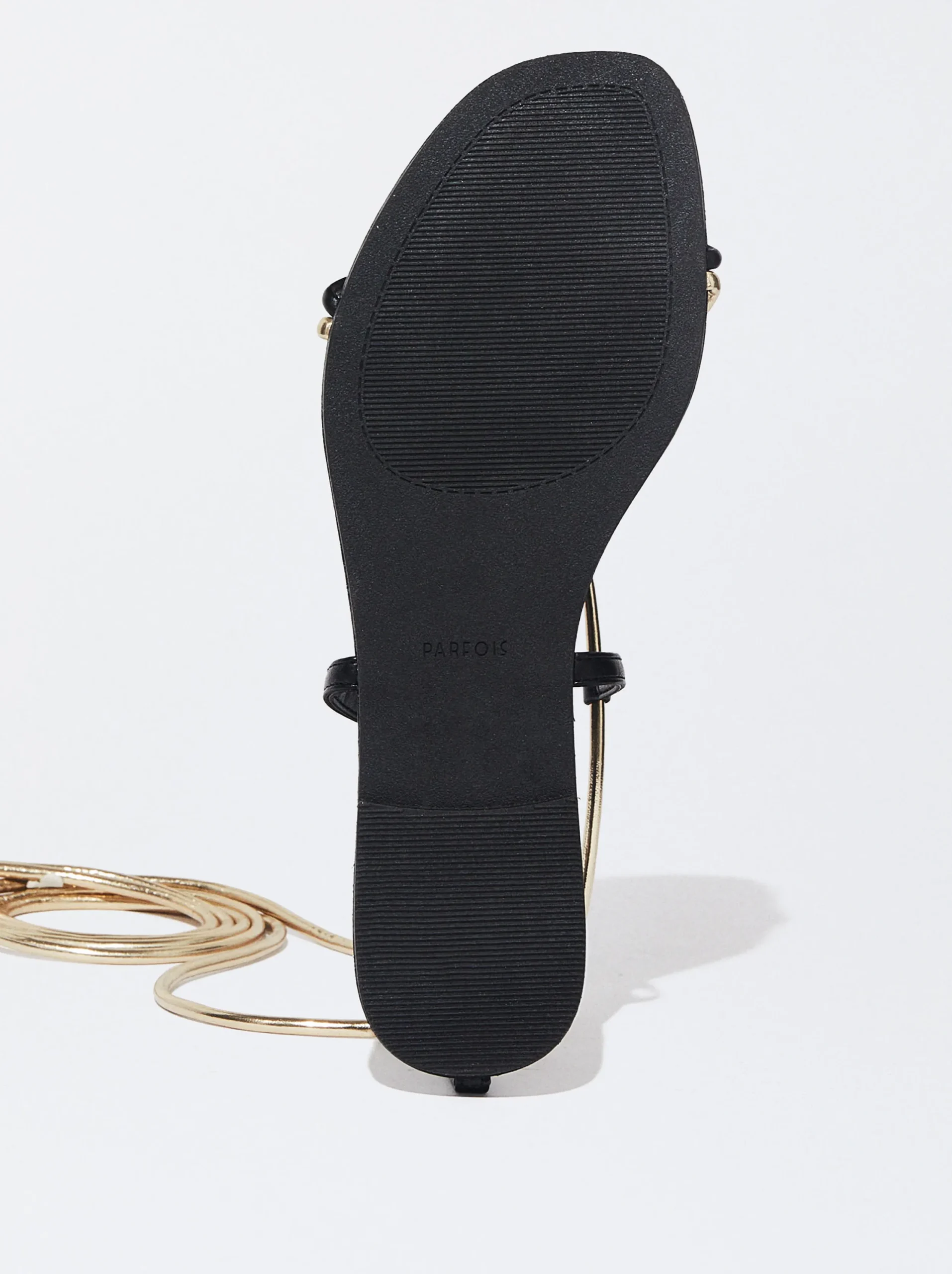 PARFOIS Sandalia Plana Atada Negro Cheap