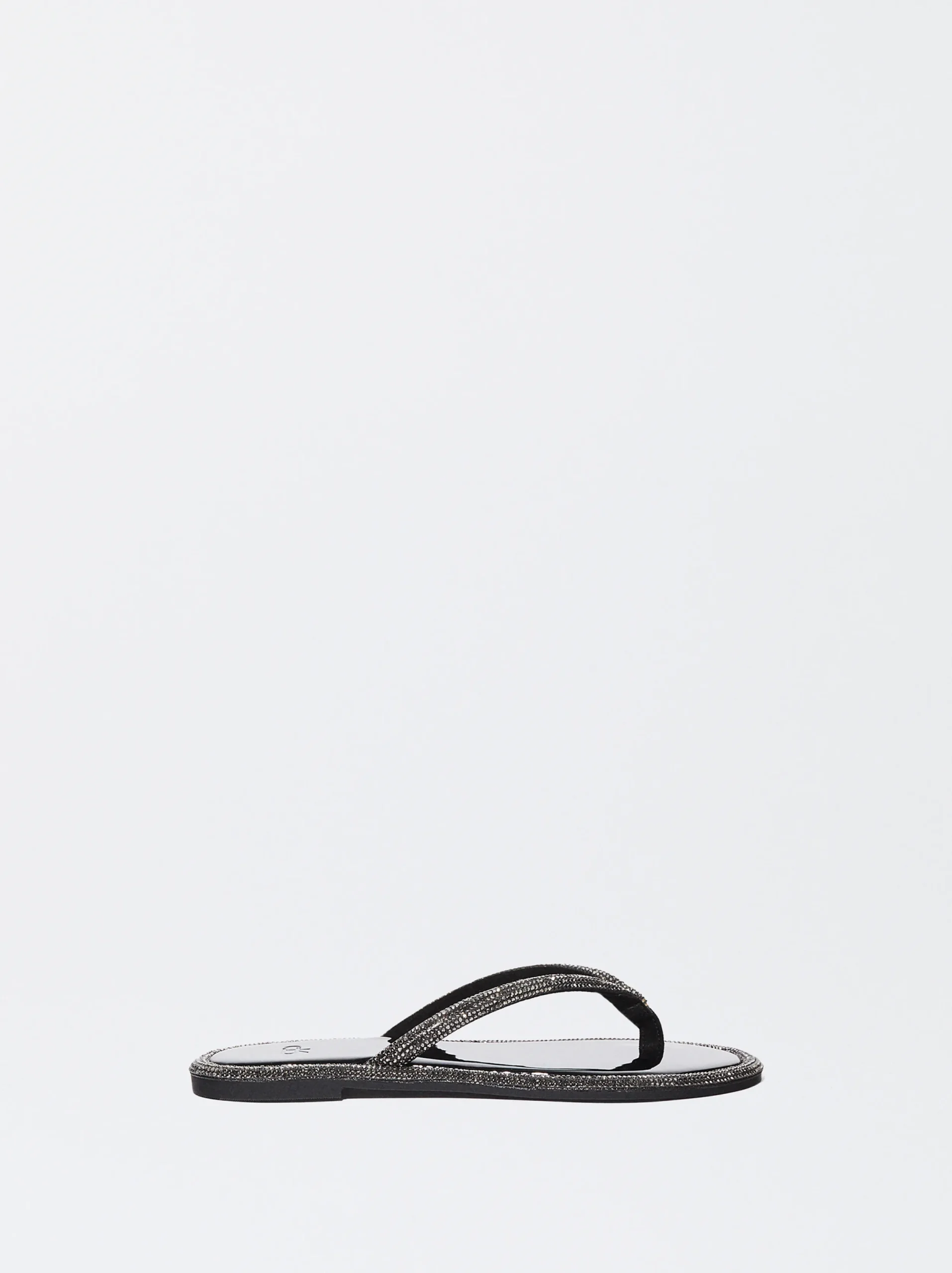 PARFOIS Sandalia Plana Con Glitter Negro Clearance