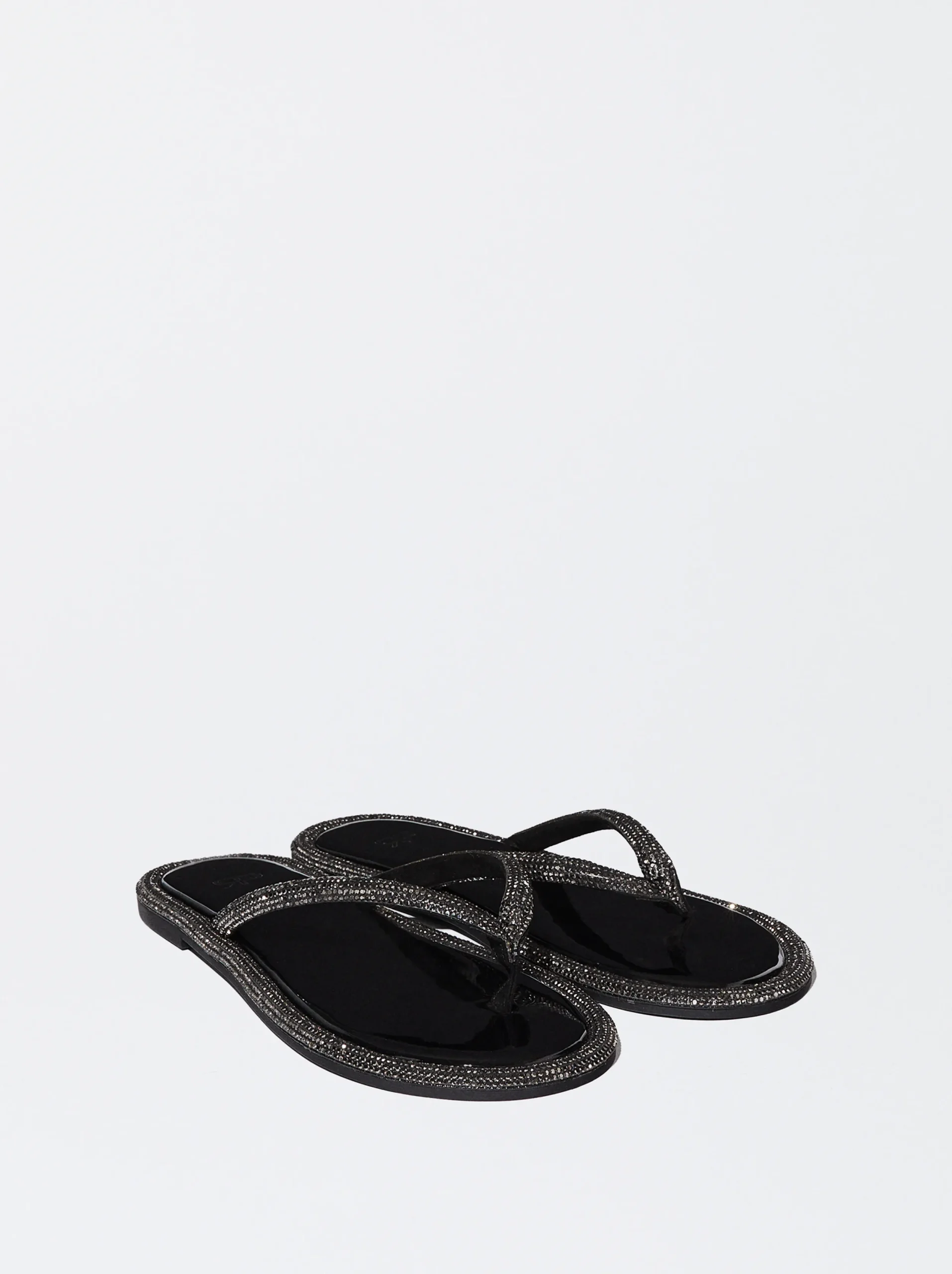 PARFOIS Sandalia Plana Con Glitter Negro Clearance