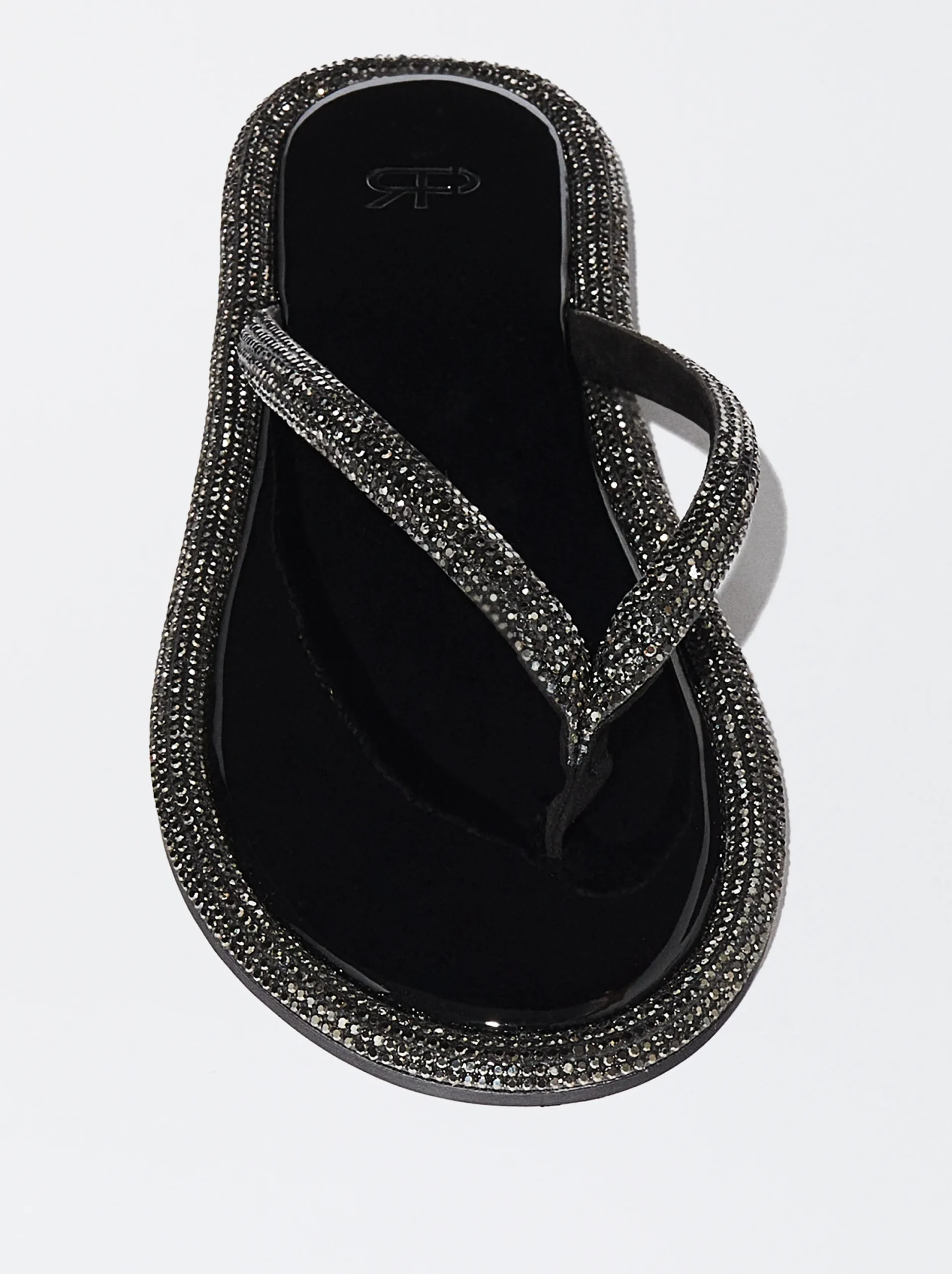 PARFOIS Sandalia Plana Con Glitter Negro Clearance