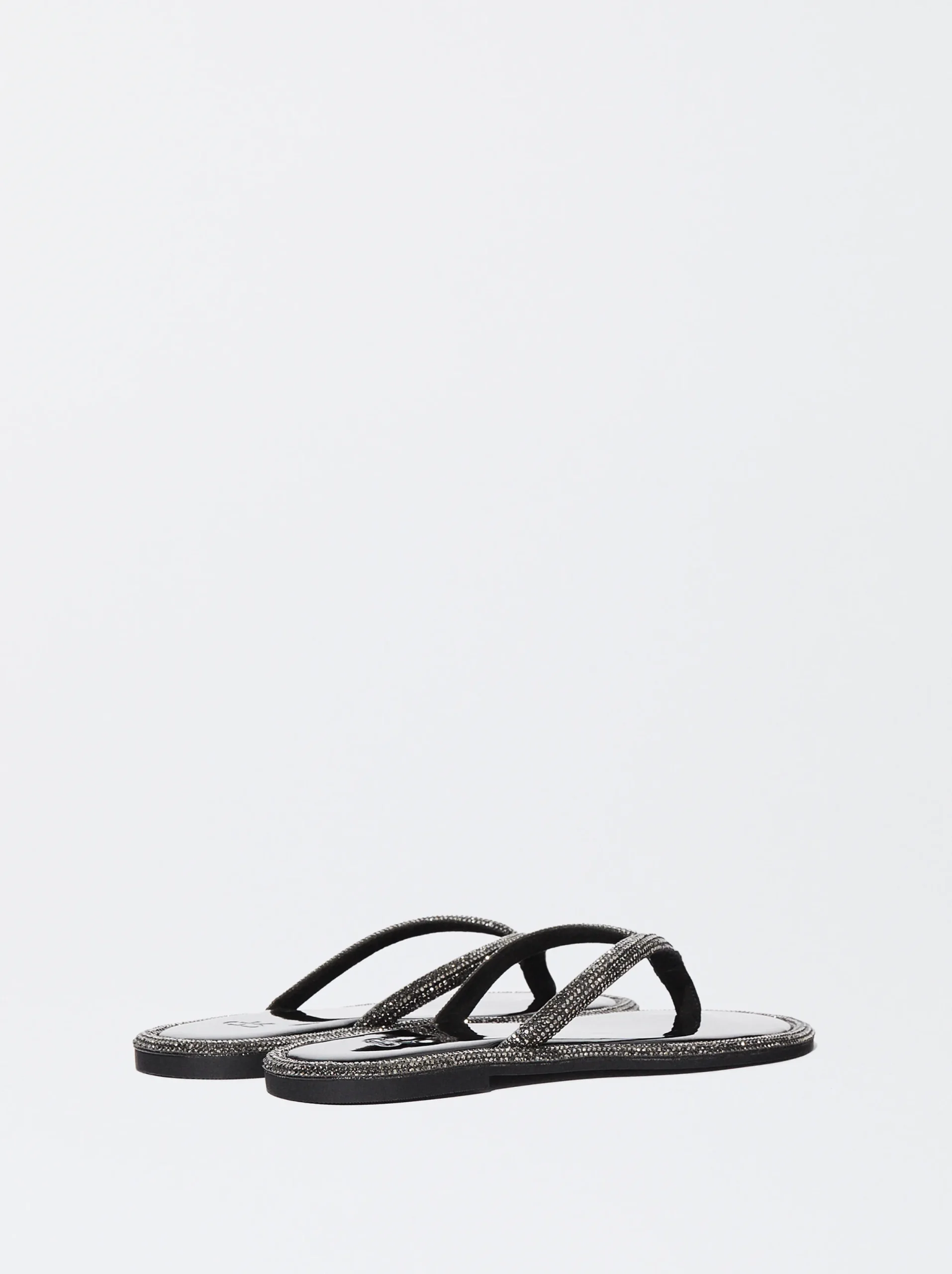 PARFOIS Sandalia Plana Con Glitter Negro Clearance