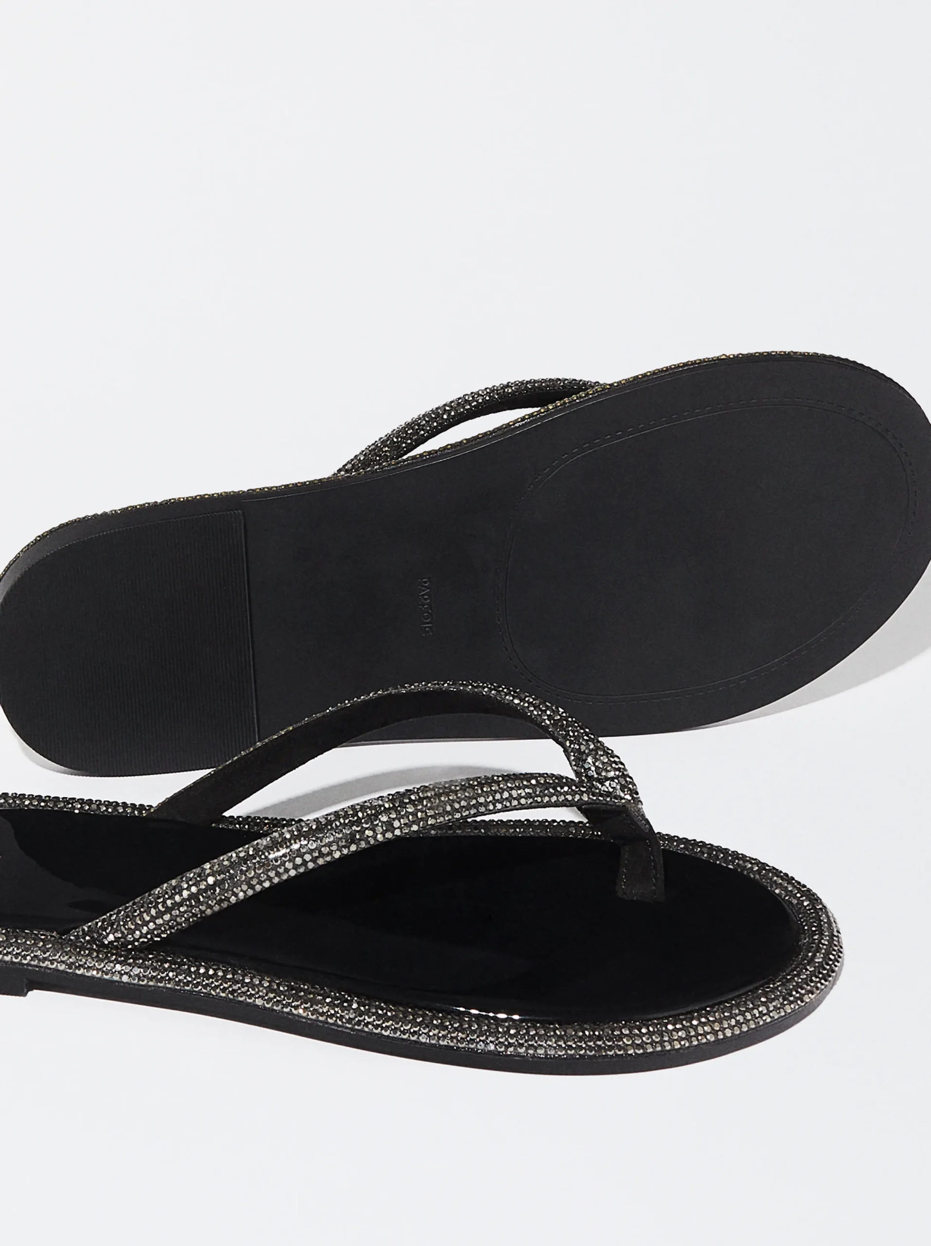 PARFOIS Sandalia Plana Con Glitter Negro Clearance
