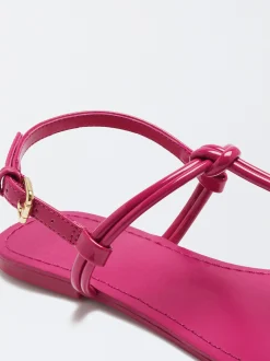 PARFOIS Sandalia Plana Con Nudo Fucsia Best