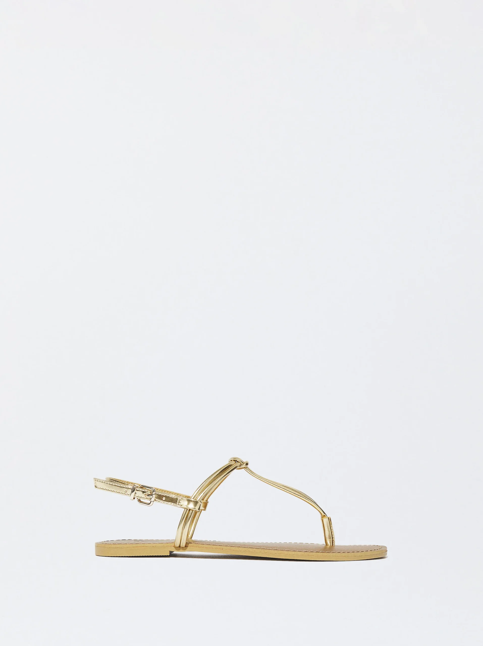 PARFOIS Sandalia Plana Con Nudo Dorado Best Sale