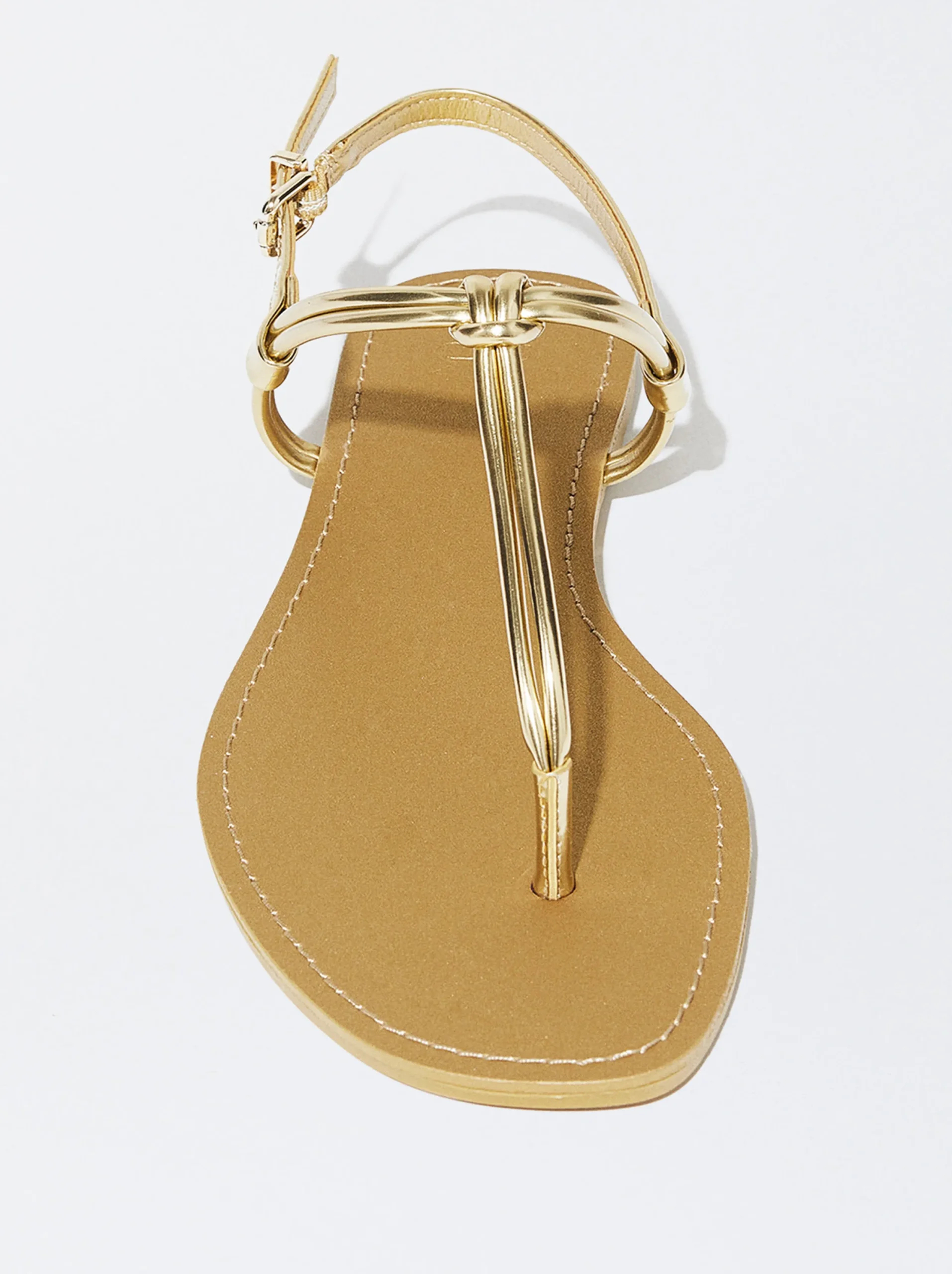 PARFOIS Sandalia Plana Con Nudo Dorado Best Sale