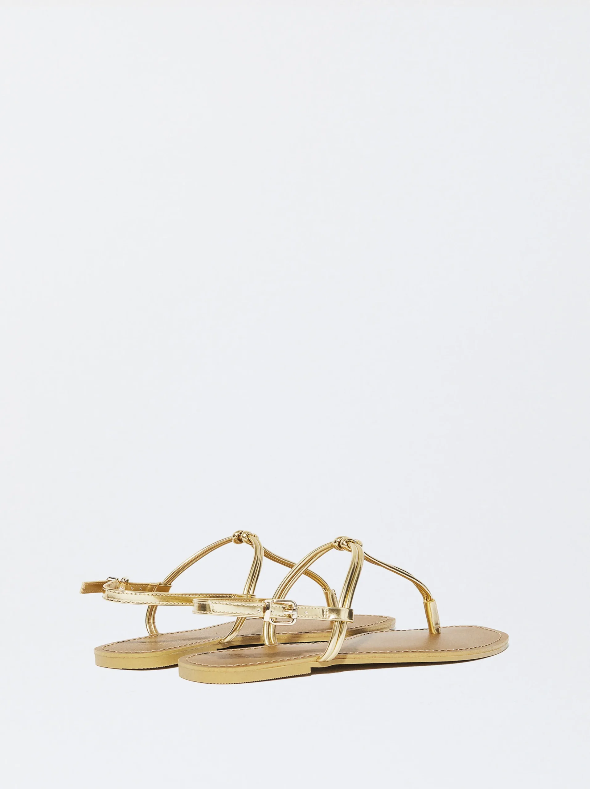 PARFOIS Sandalia Plana Con Nudo Dorado Best Sale