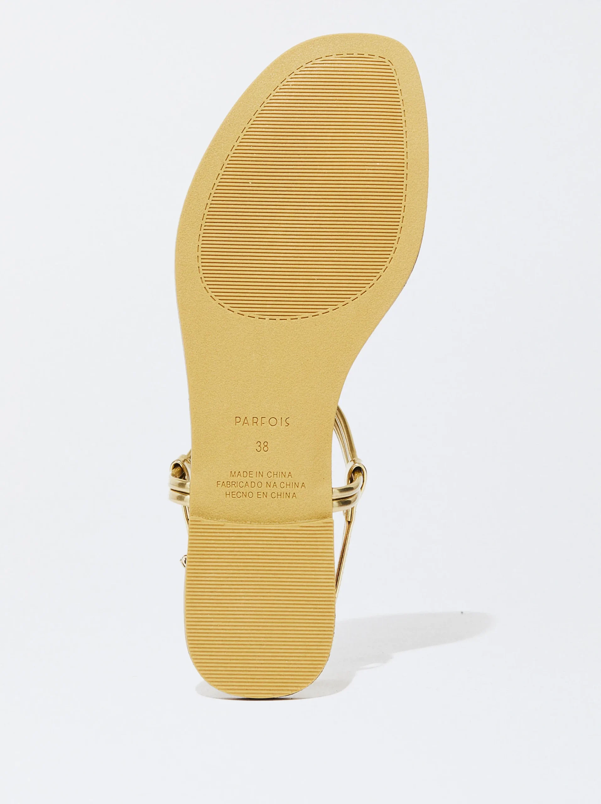 PARFOIS Sandalia Plana Con Nudo Dorado Best Sale