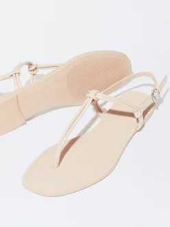 PARFOIS Sandalia Plana Con Nudo Rosa Flash Sale