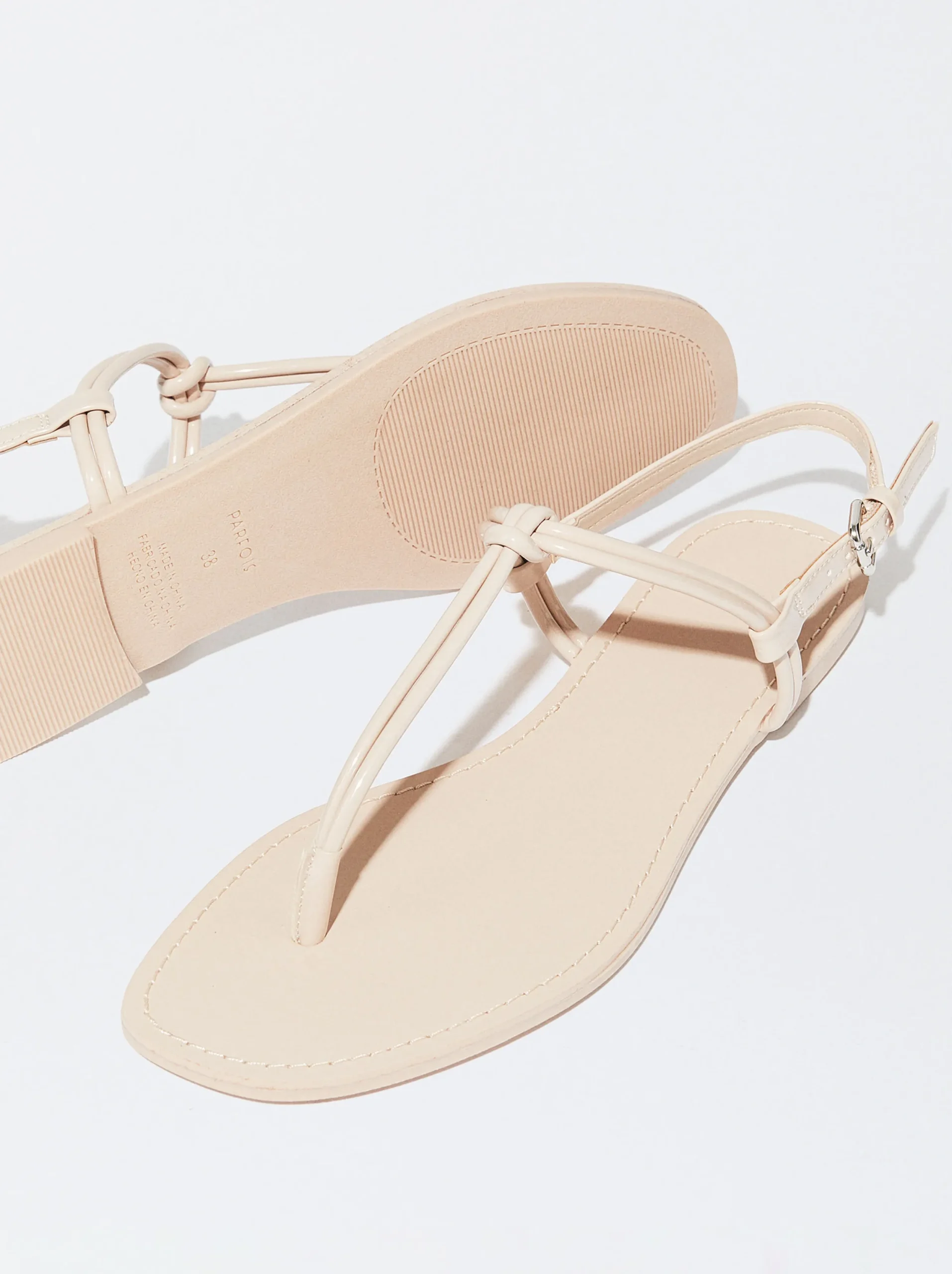 PARFOIS Sandalia Plana Con Nudo Rosa Flash Sale