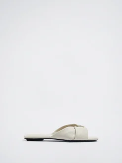 PARFOIS Sandalia Plana Con Nudo Blanco Cheap