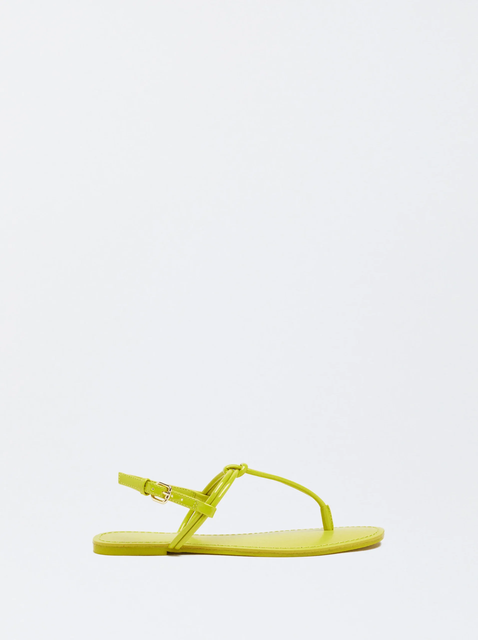 PARFOIS Sandalia Plana Con Nudo Amarillo Discount