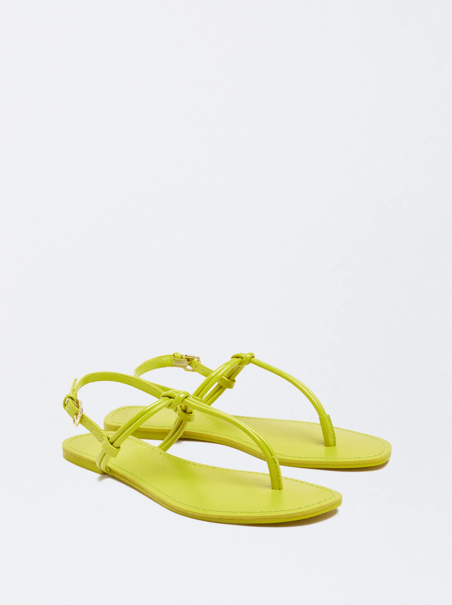 PARFOIS Sandalia Plana Con Nudo Amarillo Discount