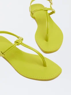 PARFOIS Sandalia Plana Con Nudo Amarillo Discount