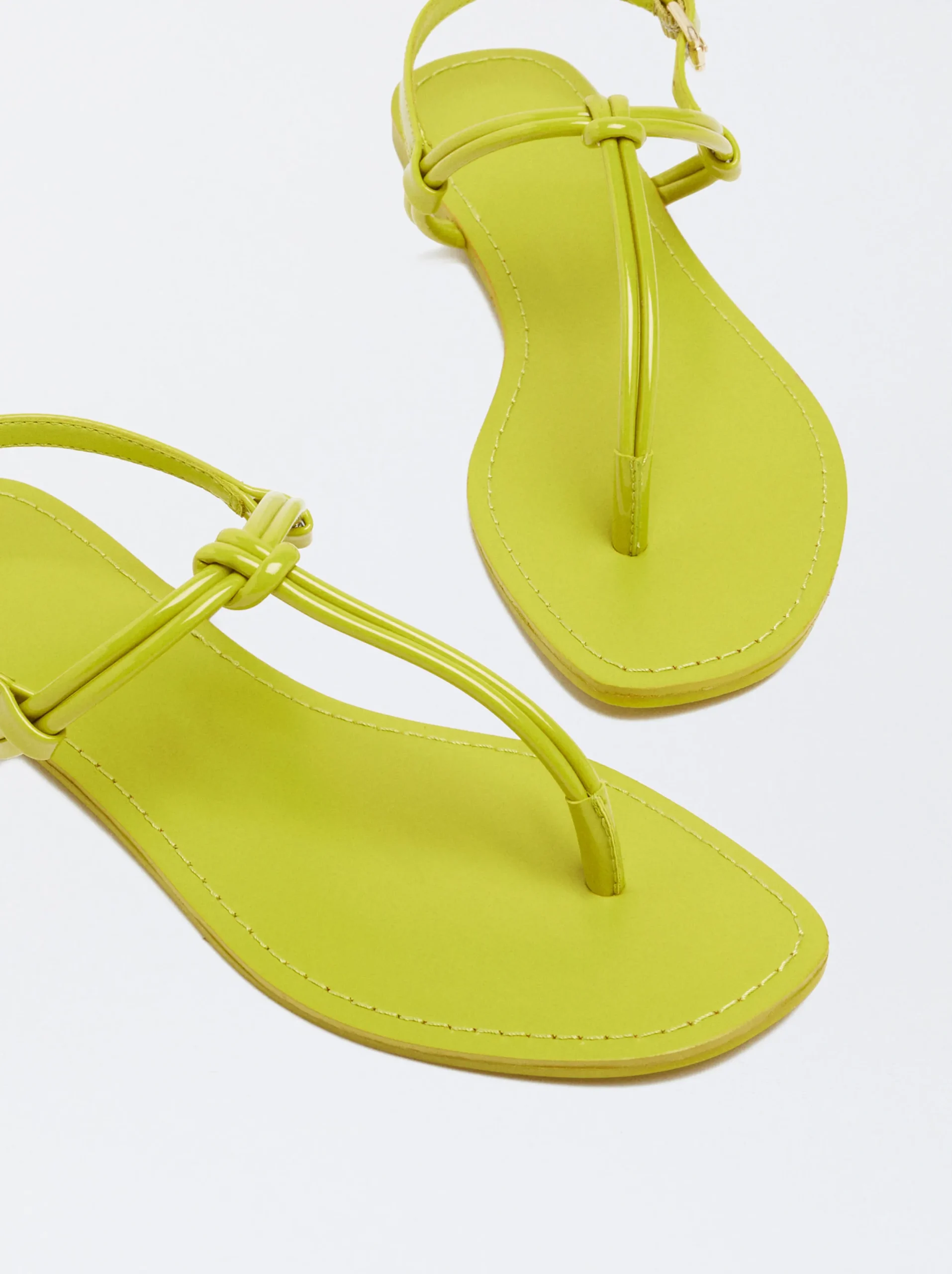 PARFOIS Sandalia Plana Con Nudo Amarillo Discount