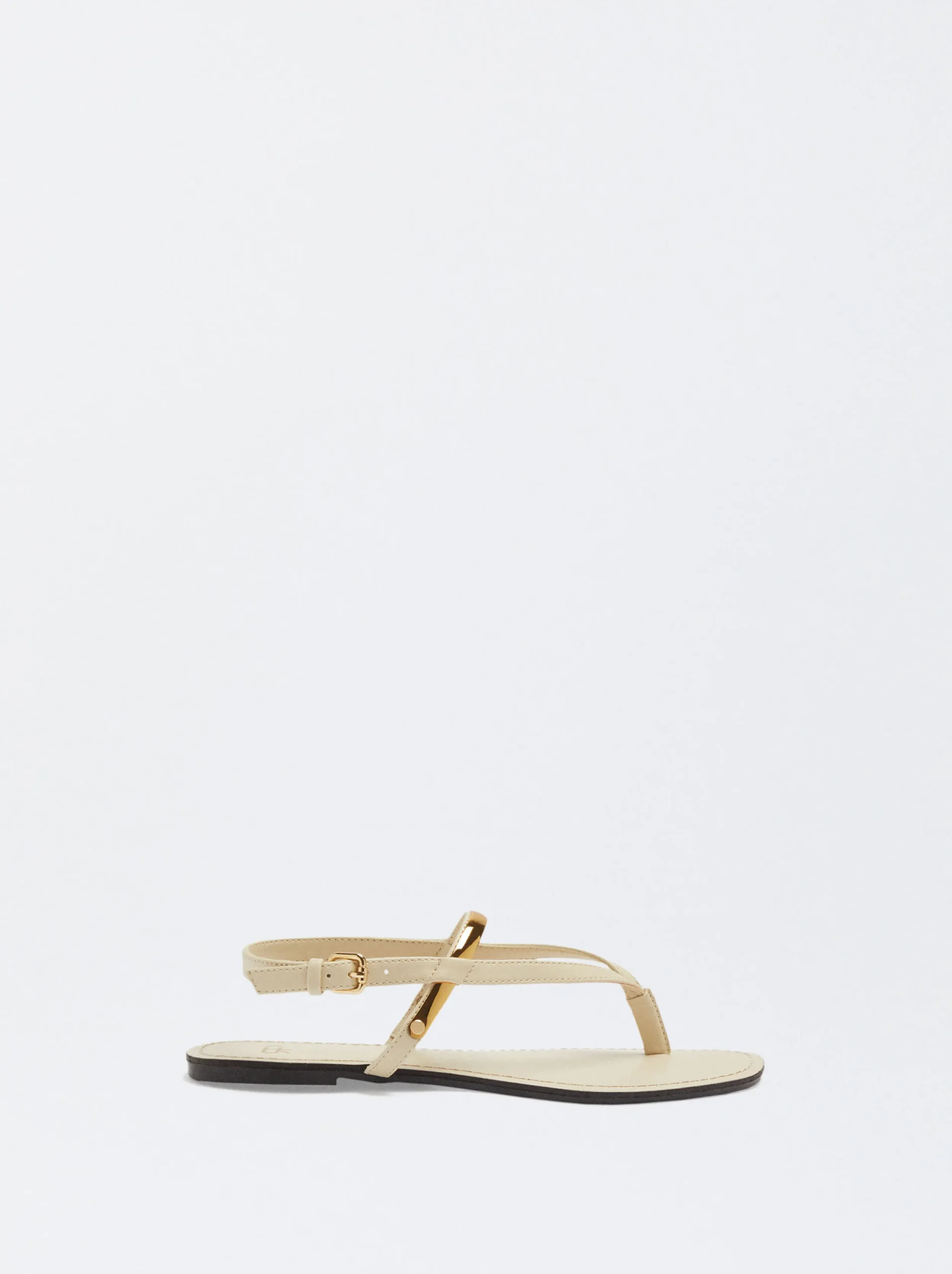 PARFOIS Sandalia Plana Detalle Metálico Blanco Outlet