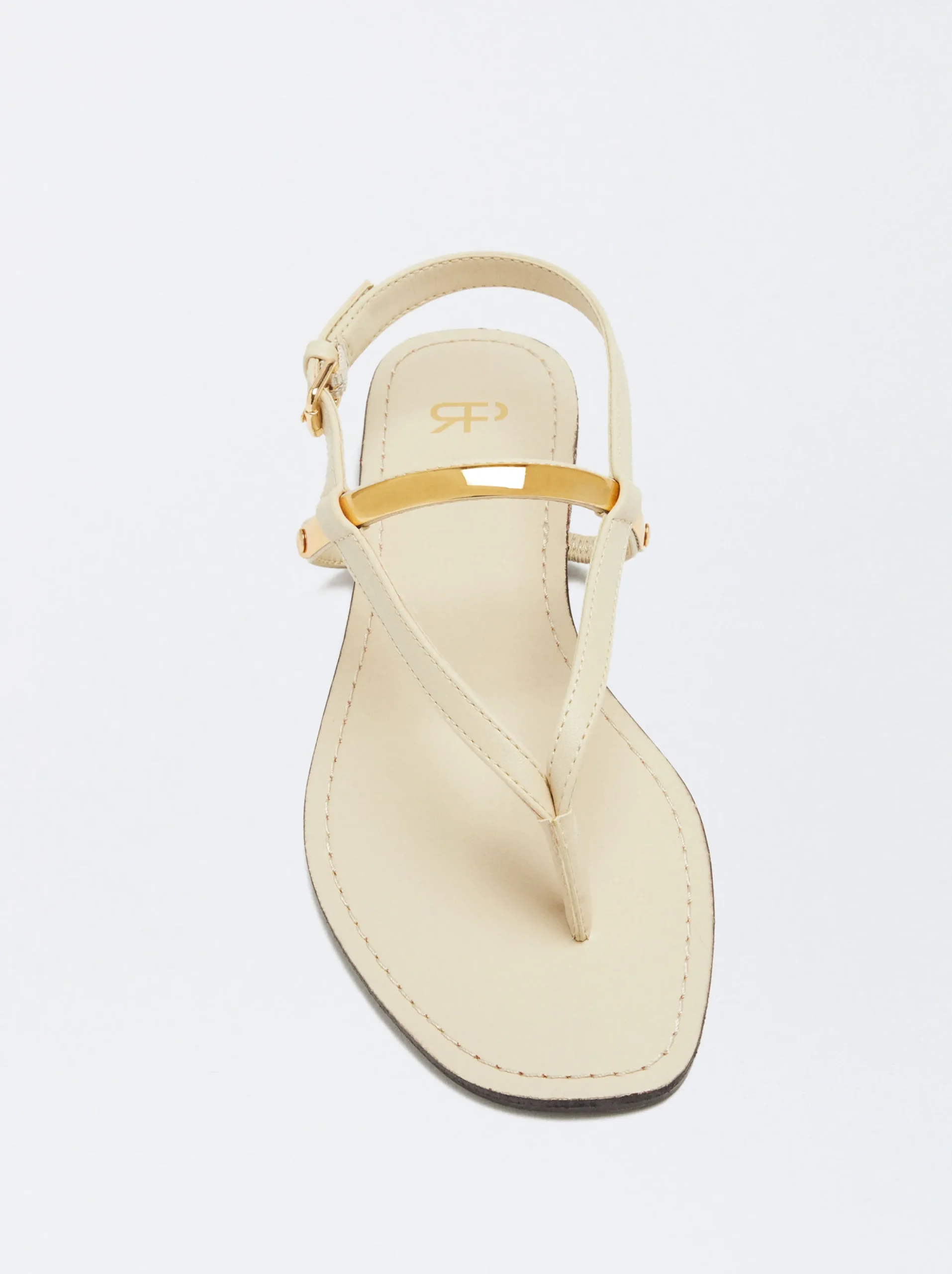 PARFOIS Sandalia Plana Detalle Metálico Blanco Outlet