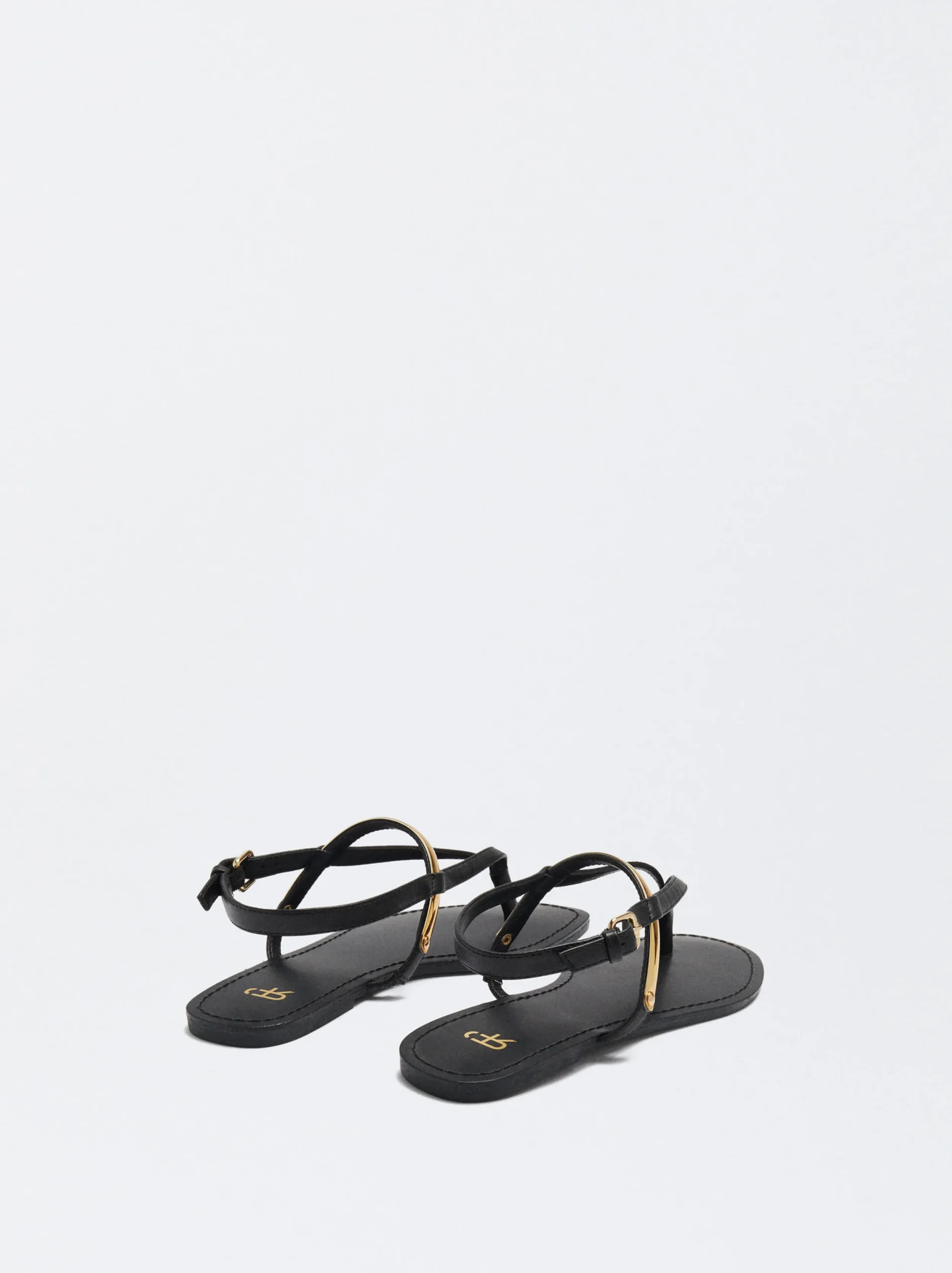 PARFOIS Sandalia Plana Detalle Metálico Negro Sale