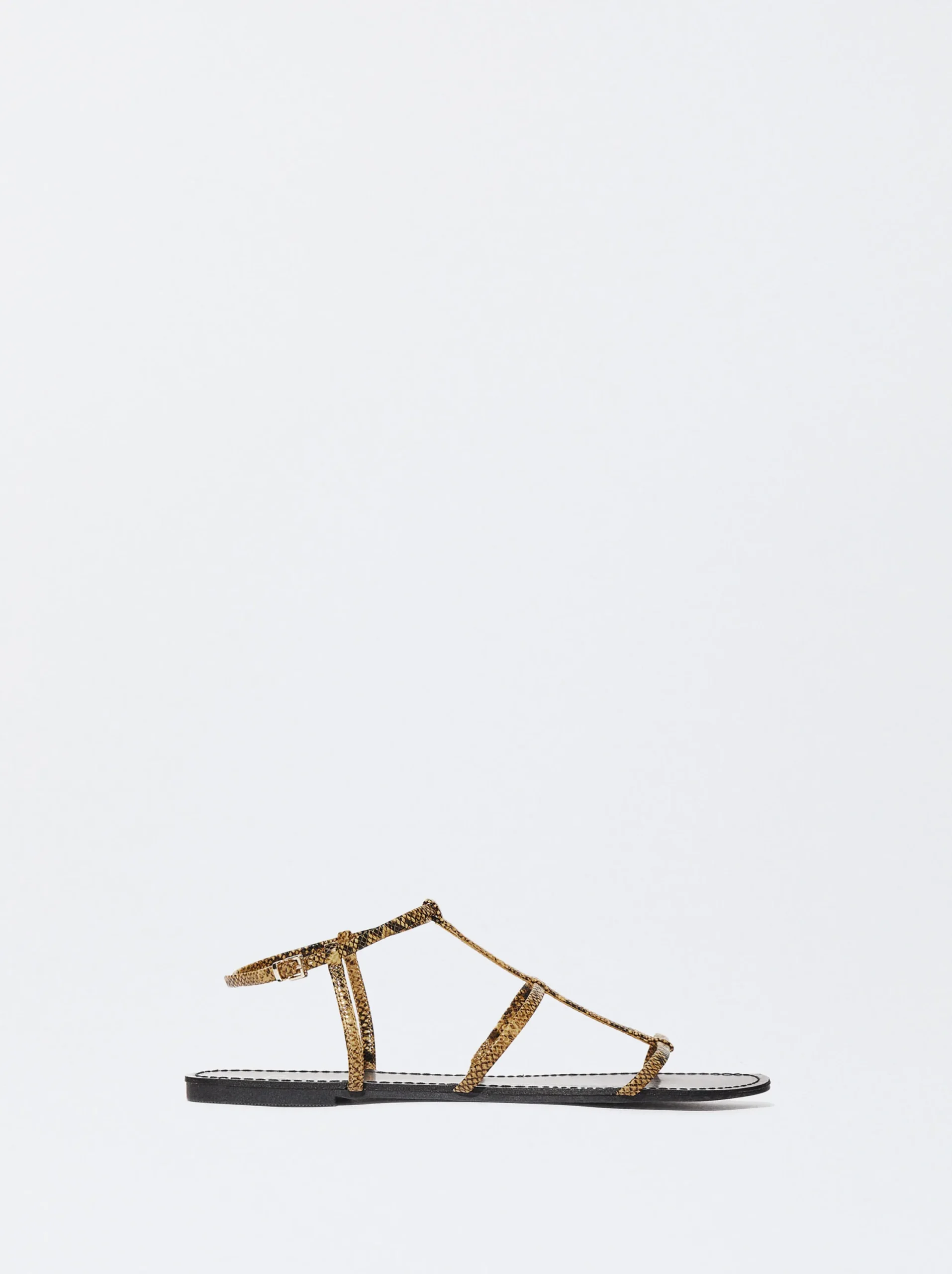 PARFOIS Sandalia Plana Tiras Camel Cheap