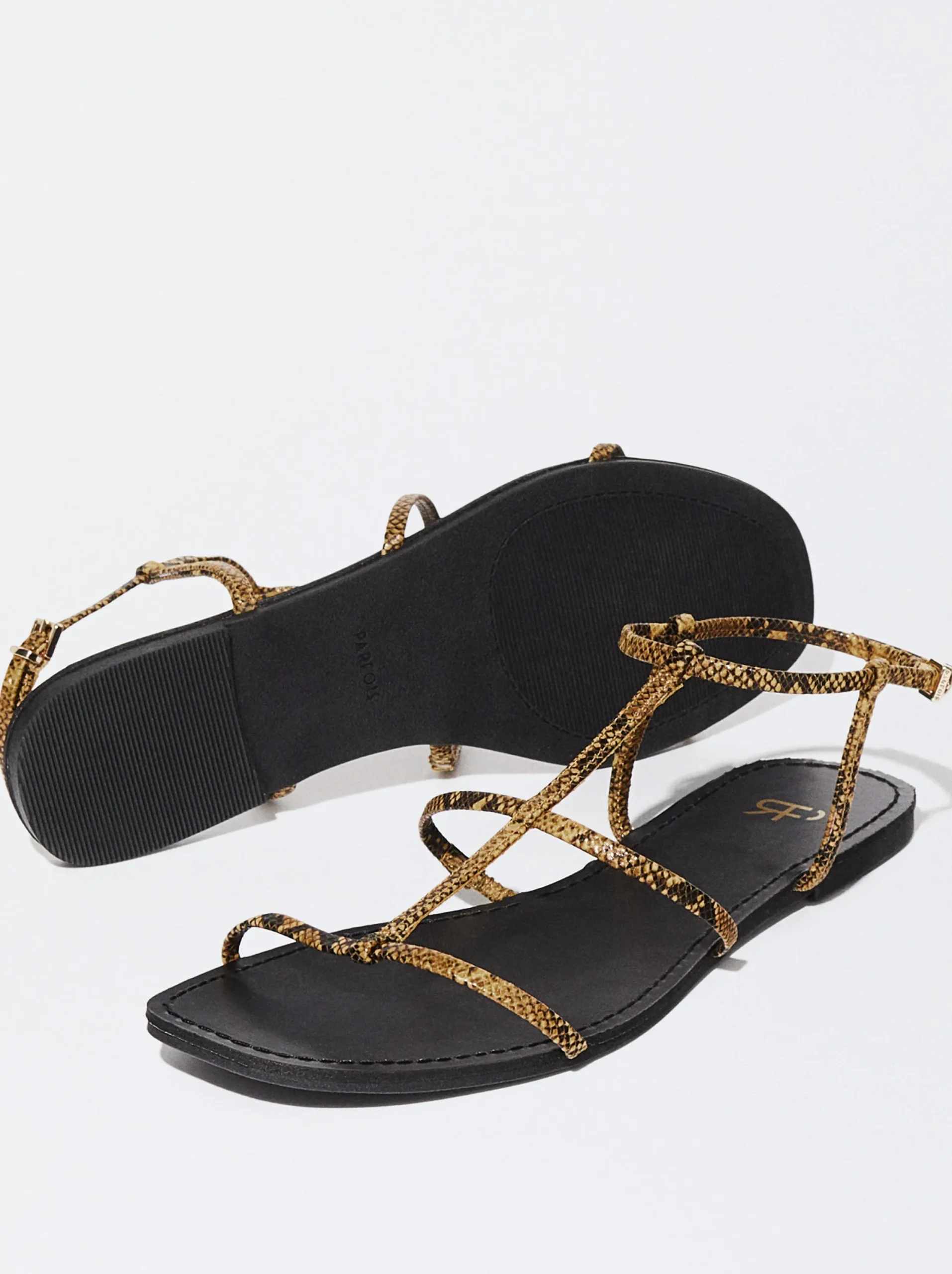 PARFOIS Sandalia Plana Tiras Camel Cheap