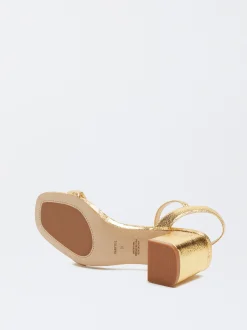 PARFOIS Sandalia Tacón Metalizada Dorado Best