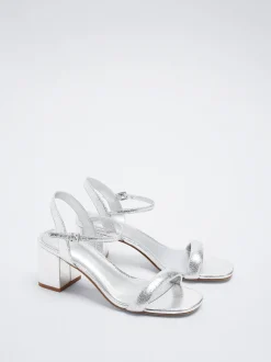 PARFOIS Sandalia Tac&oacute;n Metalizada Plateado Cheap
