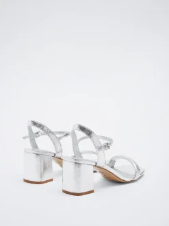 PARFOIS Sandalia Tacón Metalizada Plateado Cheap